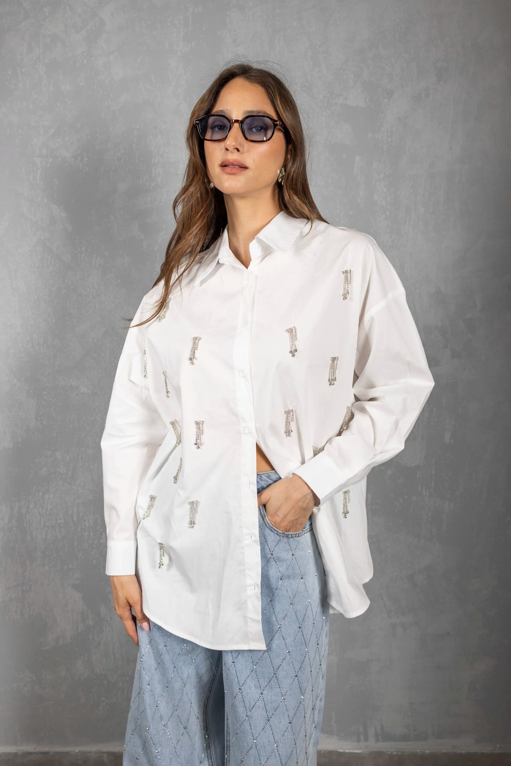 חולצה אוברסייז יהלומים