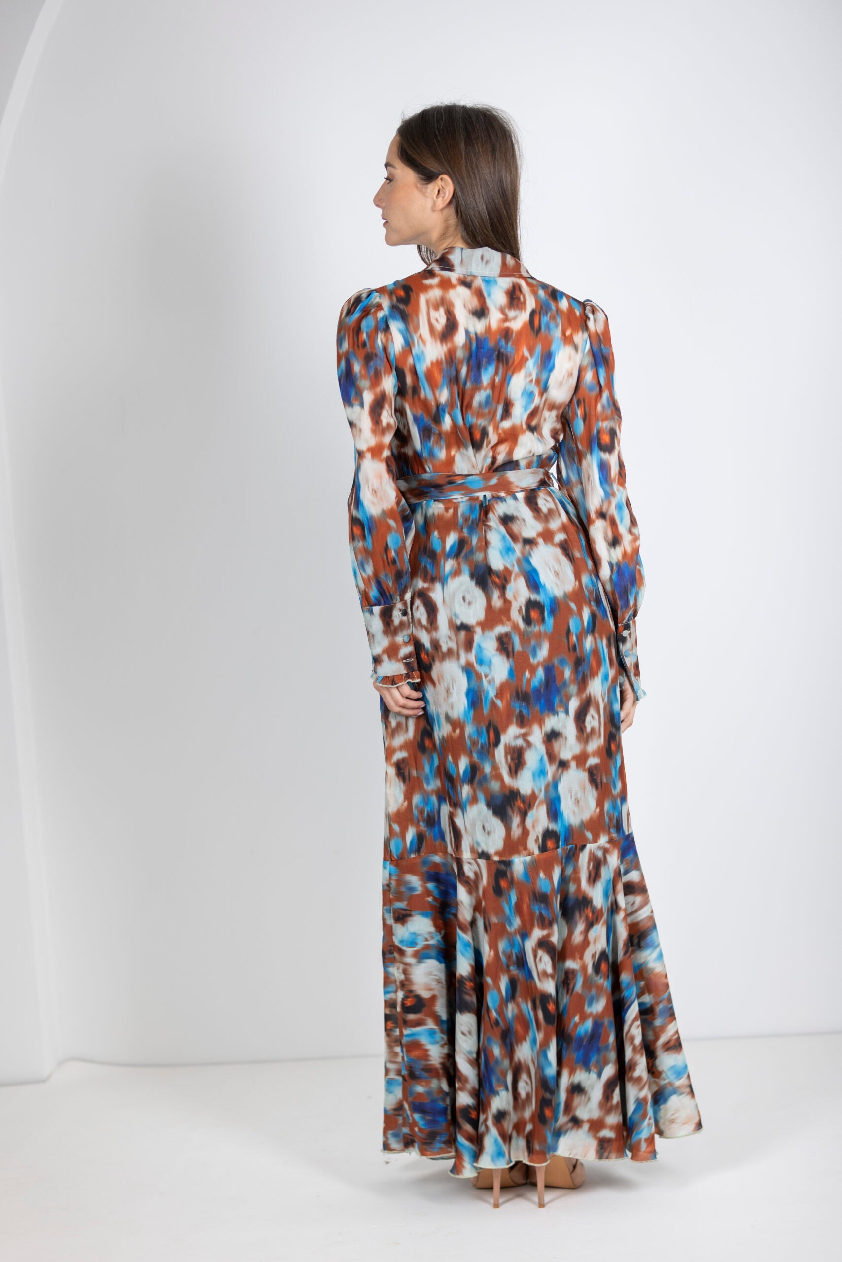 שמלת שיפון מקסי מודפסת