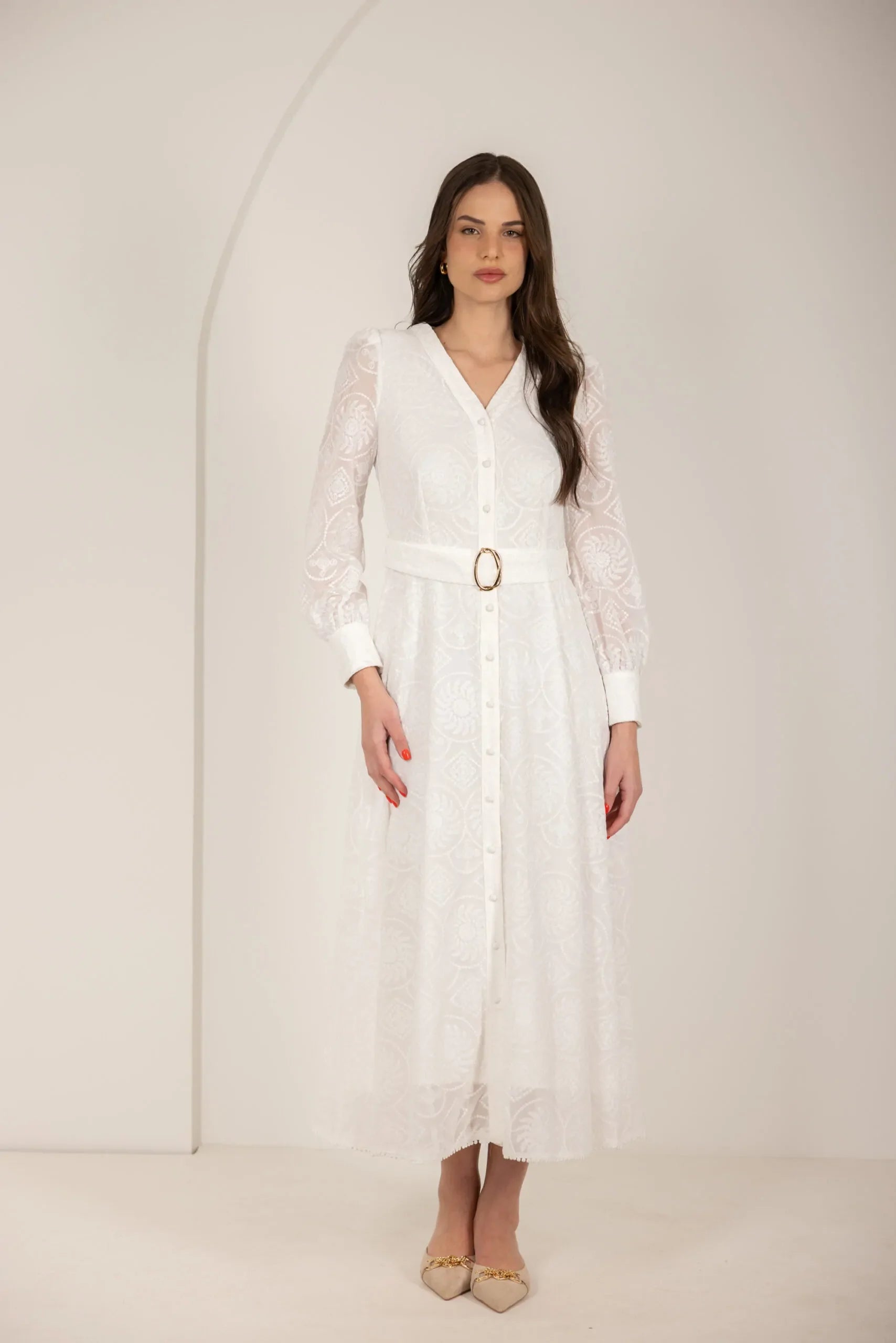 שמלת שיפון מקסי רקמה