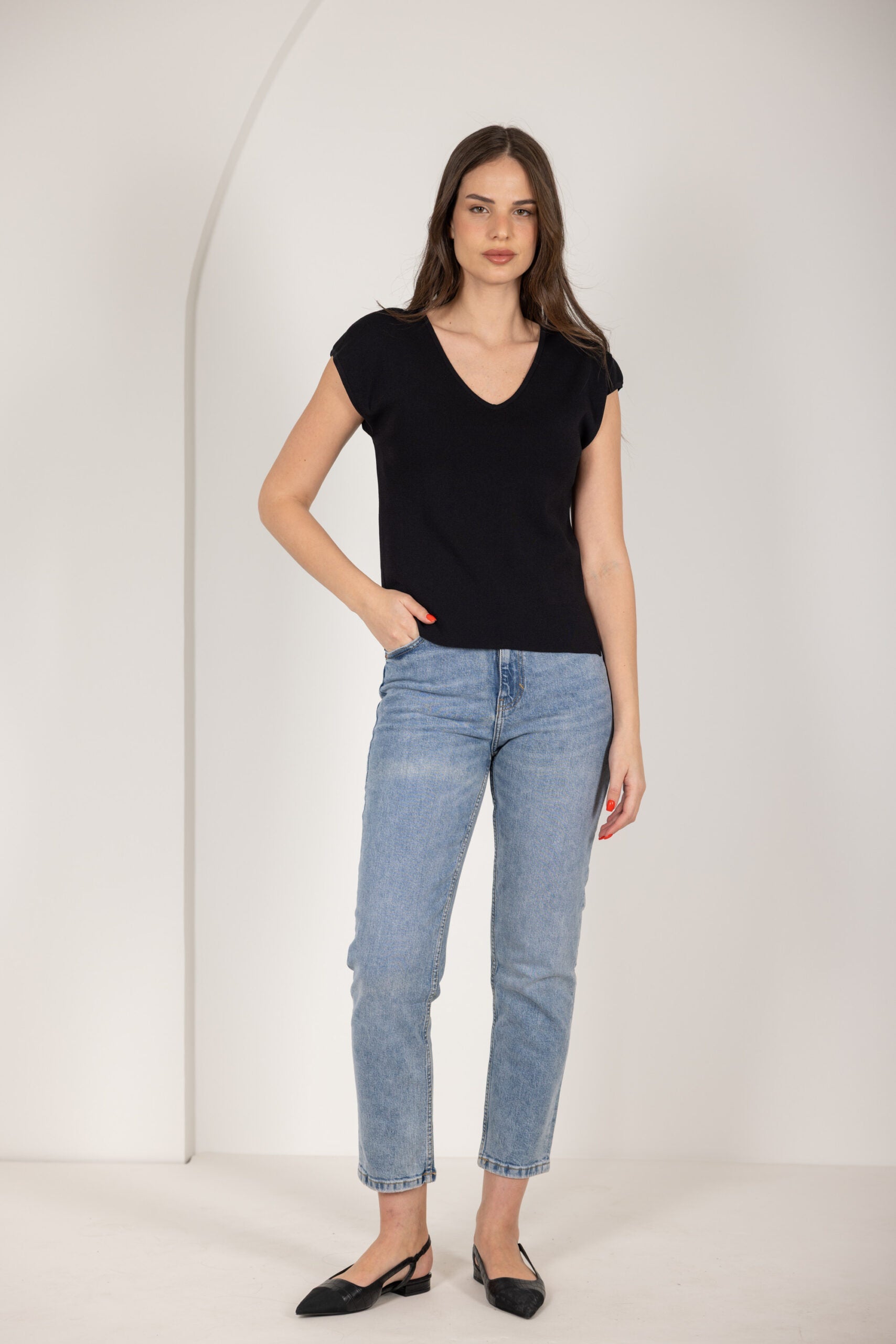 טי שירט מחשוף וי בייסיק