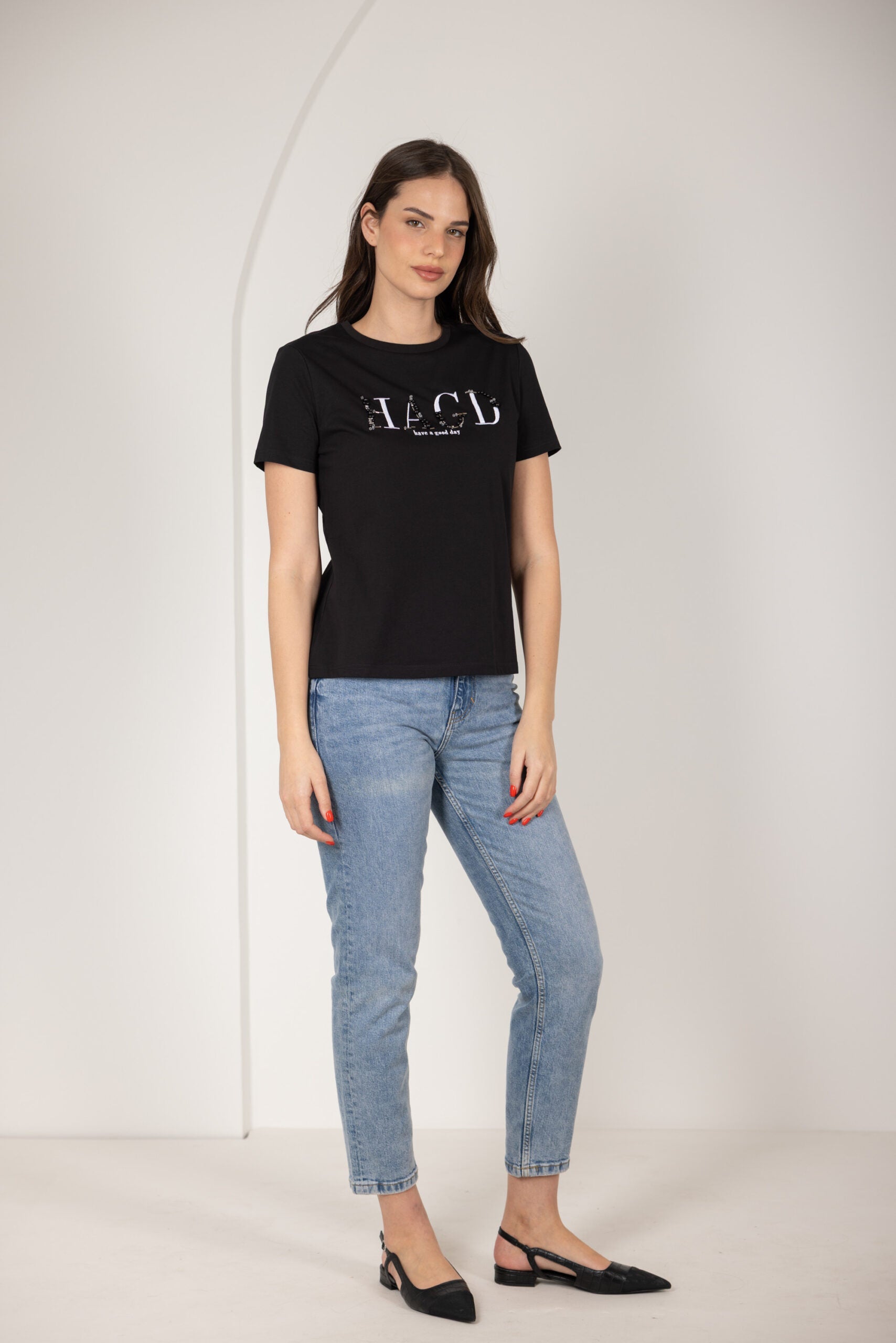 טי שירט רקמת כיתוב HAGD