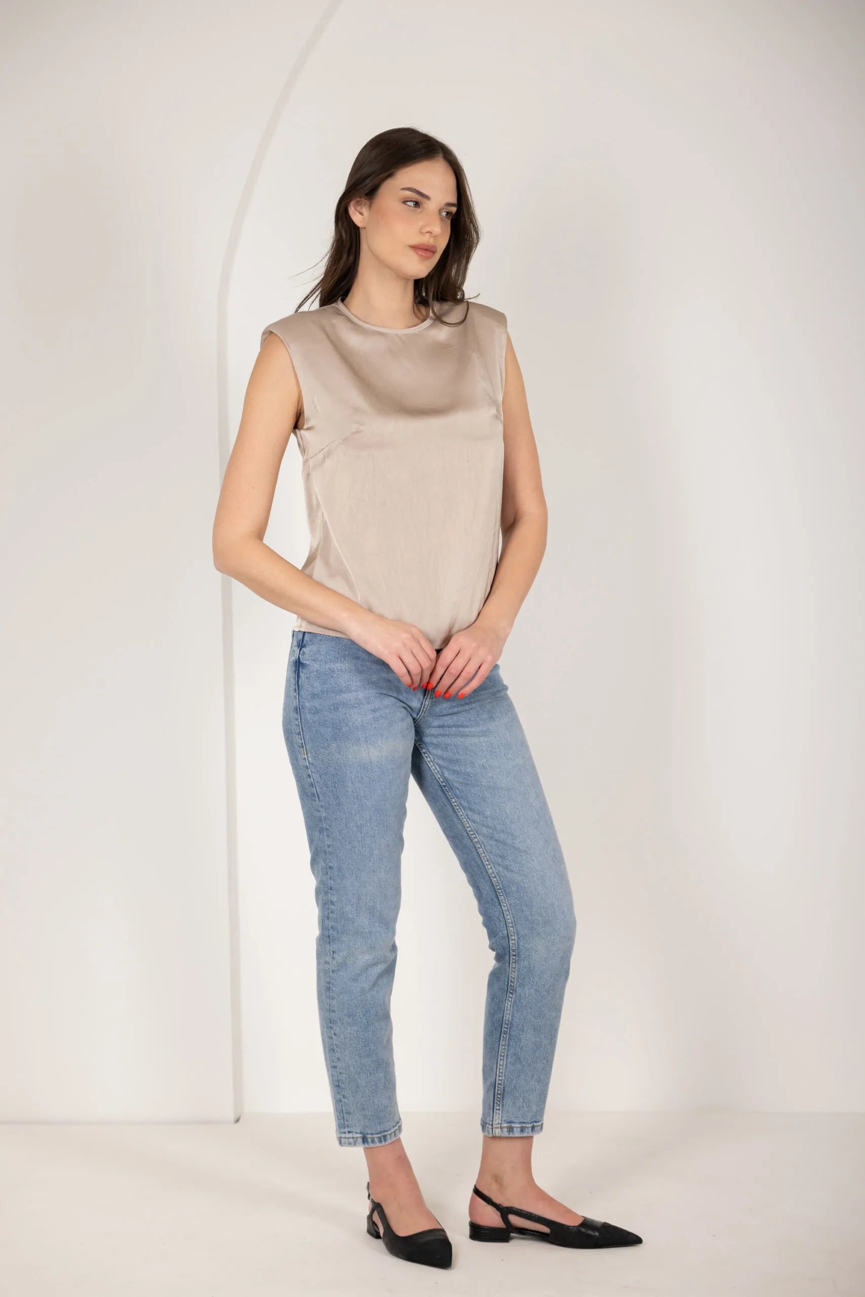 טופ סאטן מקומט