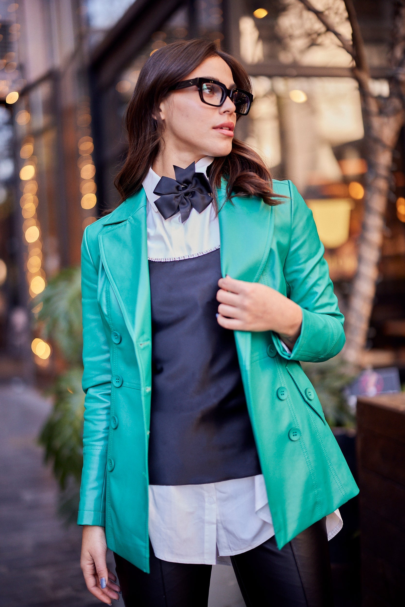 מעיל לילי דמוי עור