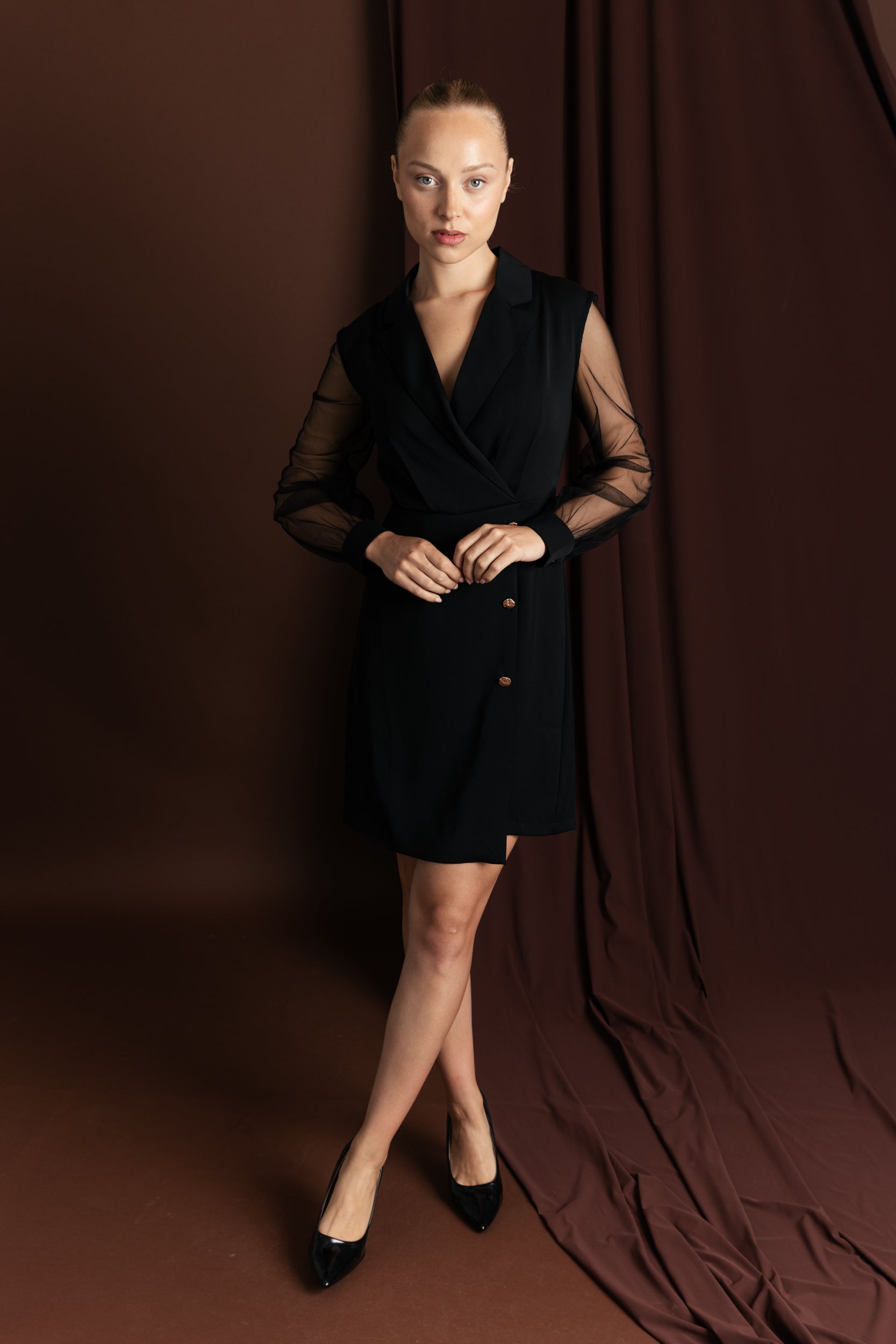 אוברול חצאית שרוול רשת