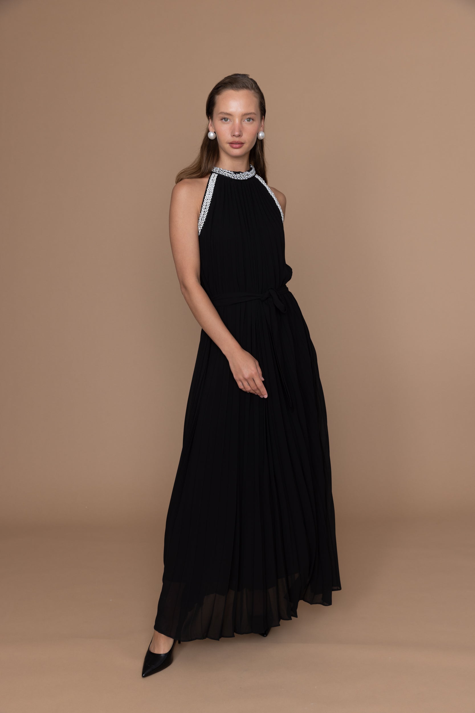 שמלת שיפון פליסה מקסי