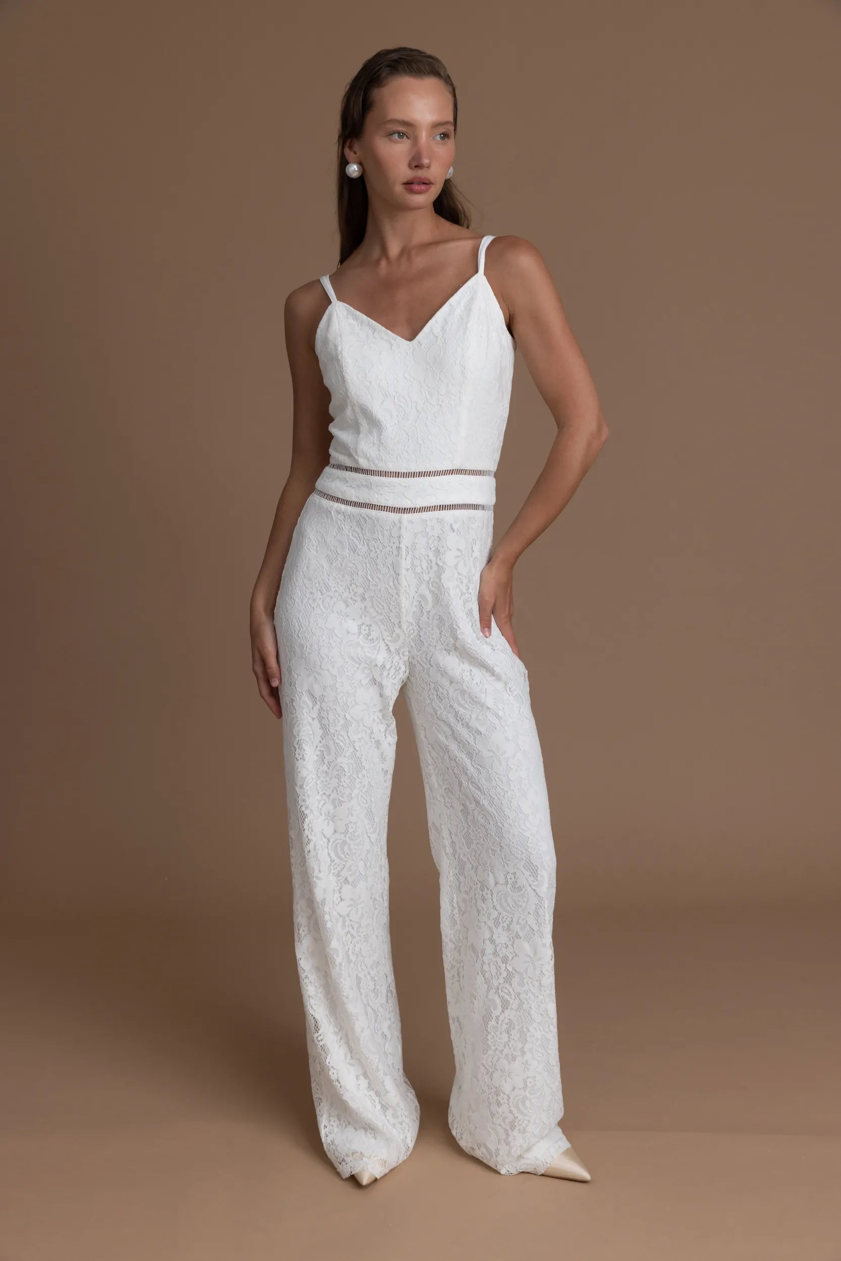 אוברול תחרה כתפיות