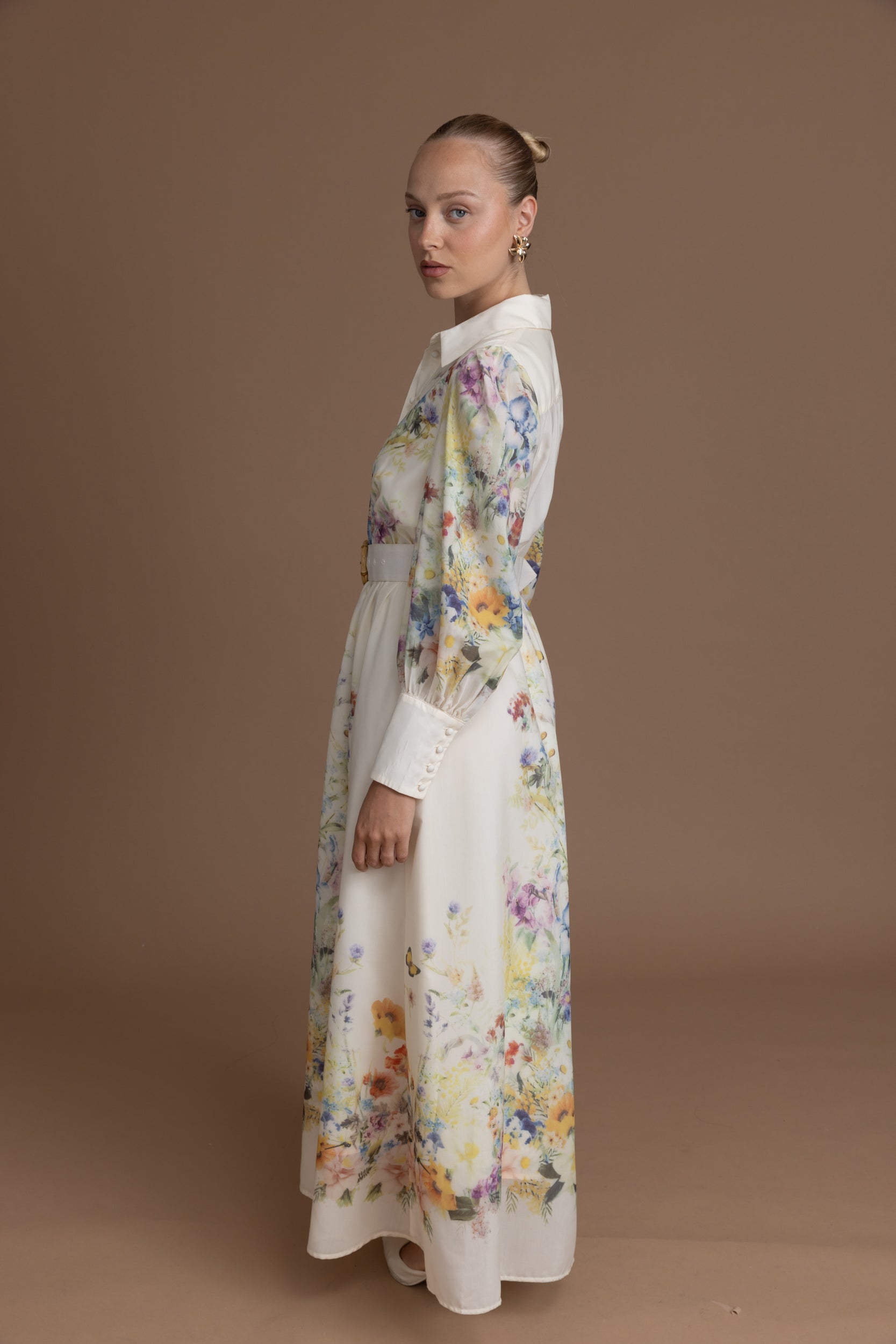 שמלת שיפון פרחונית מקסי