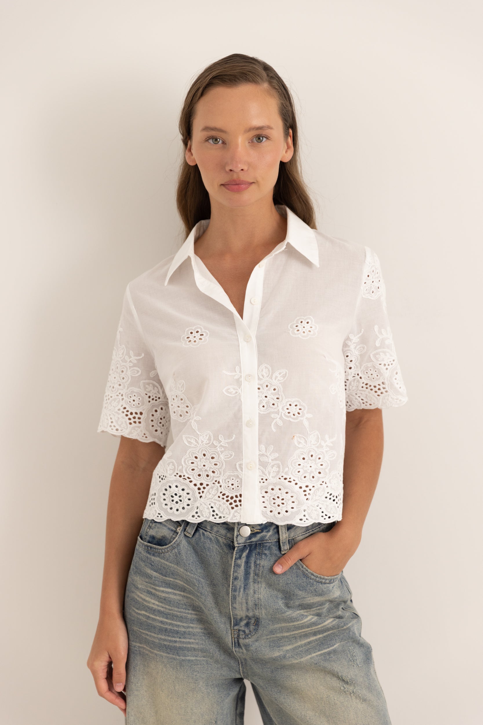 חולצת כותנה מכופתרת ש.קצר