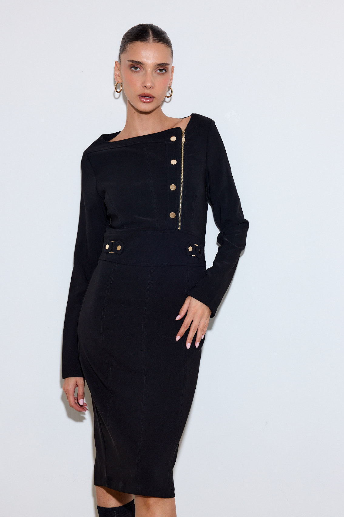 שמלה אסימטרית רוכסן