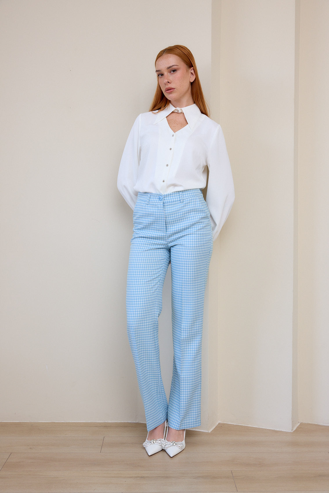 מכנסיים טוויד משבצות