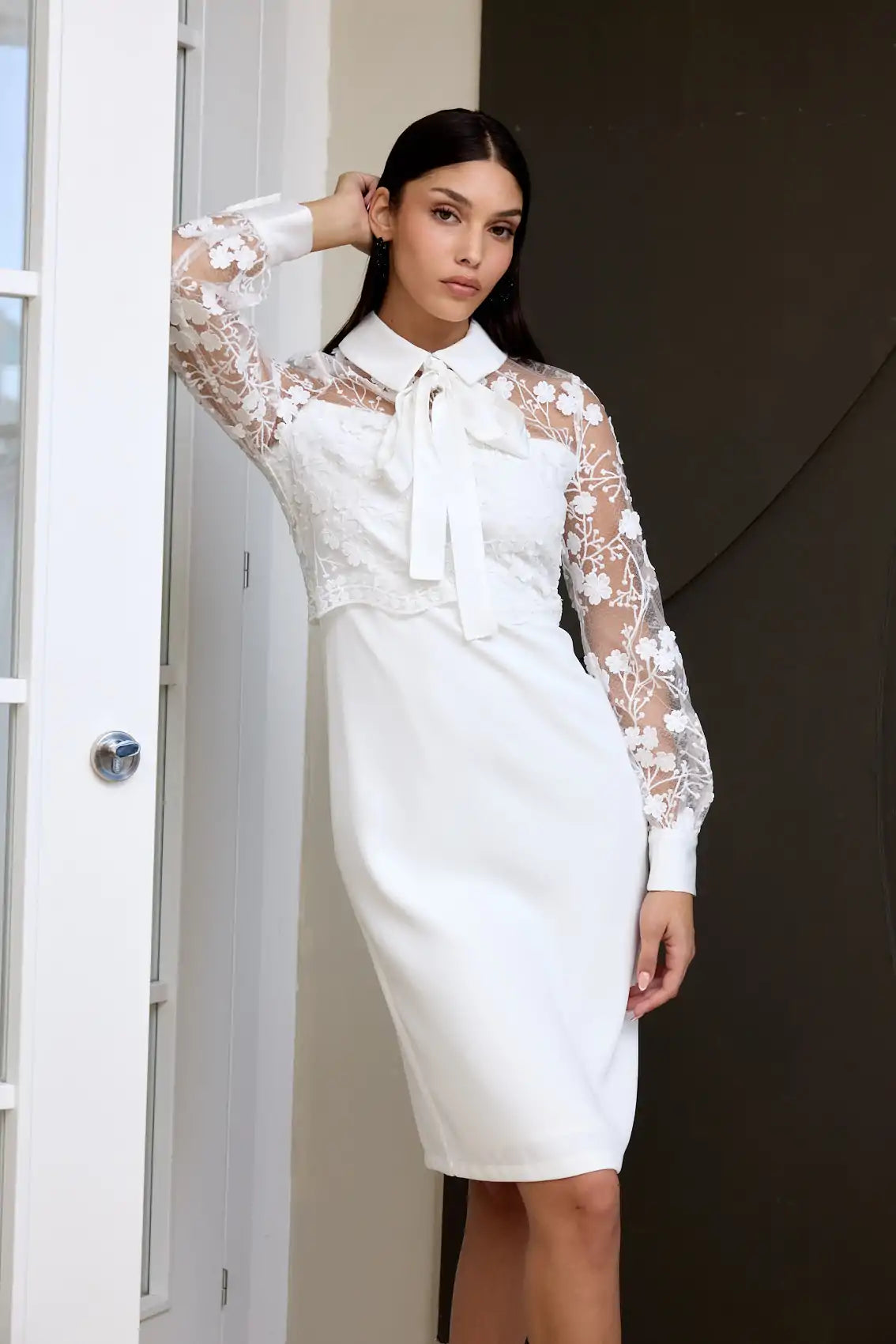 שמלה עליון תחרה צווארון