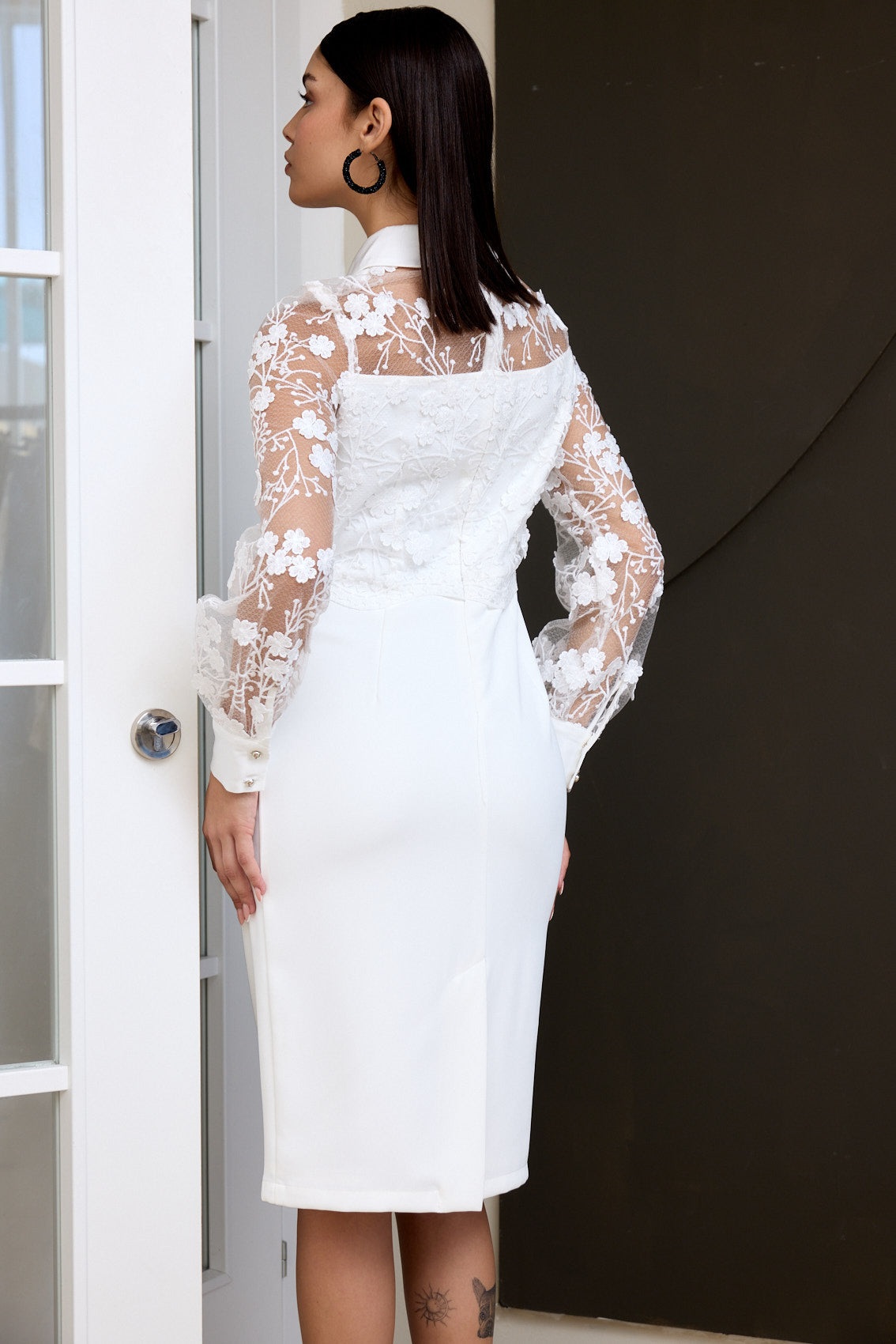 שמלה עליון תחרה צווארון