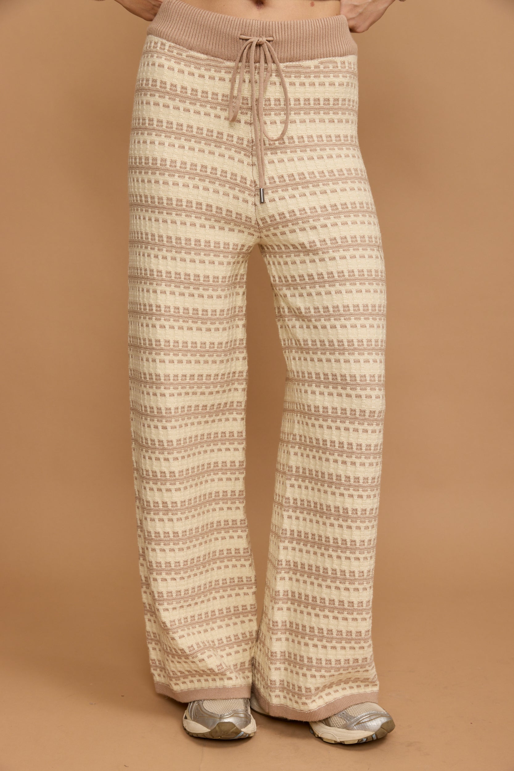 מכנס חליפת סריג פסים שרוך