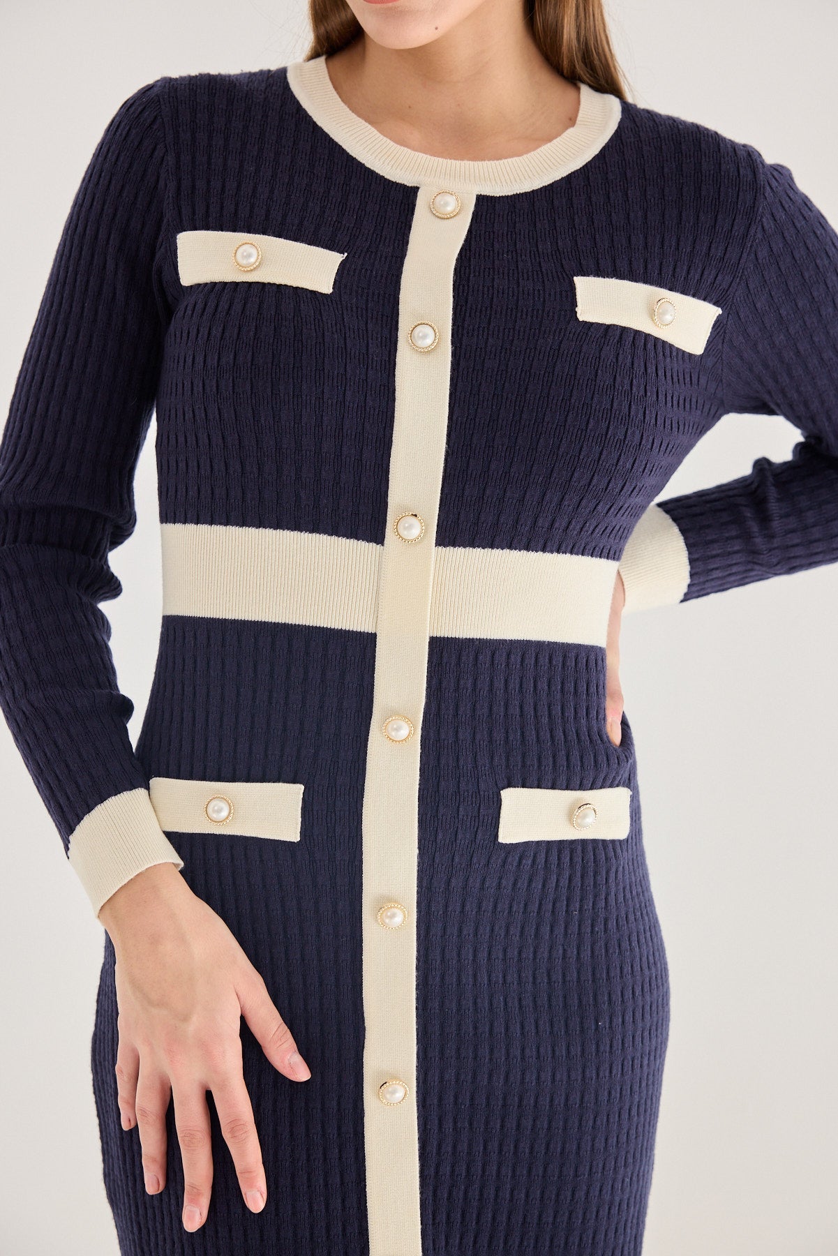 שמלת סריג שילוב צבע