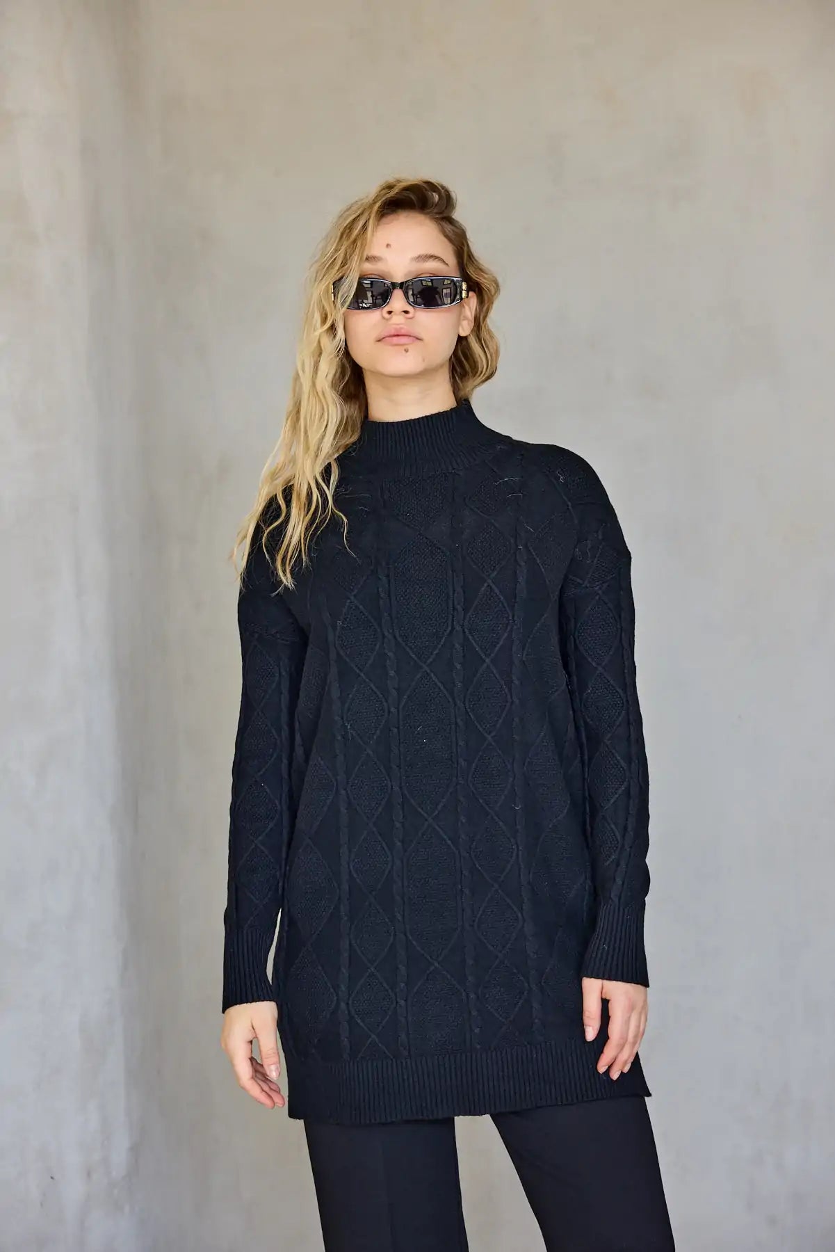 סריג טוניקה גולף עם צמות