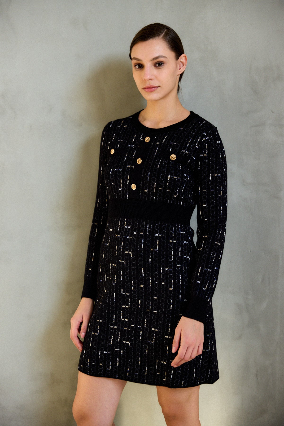 שמלת סריג ז'אקרד לורקס