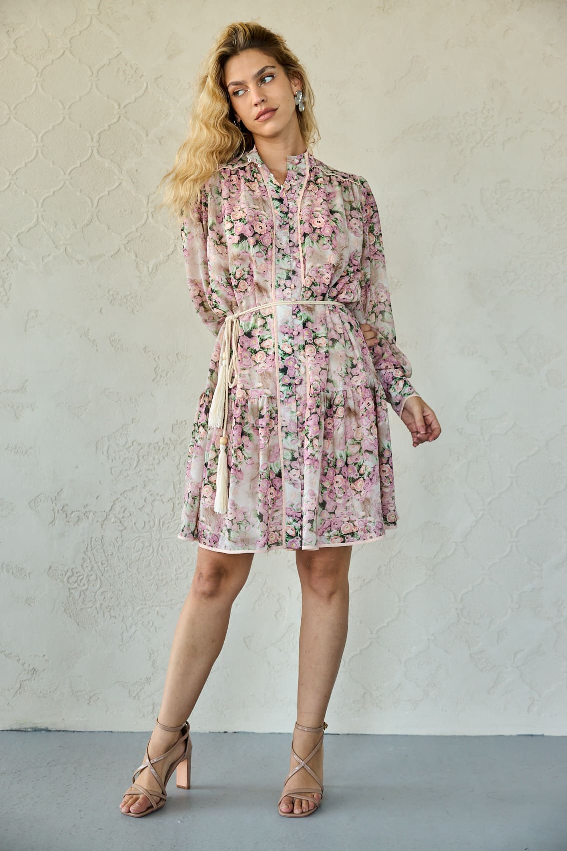 שמלת שיפון כפתורים ושרוך