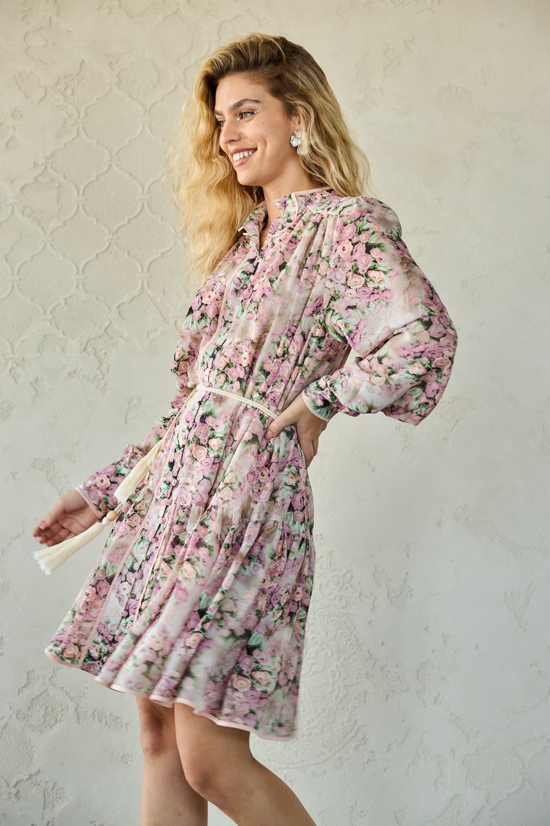 שמלת שיפון כפתורים ושרוך