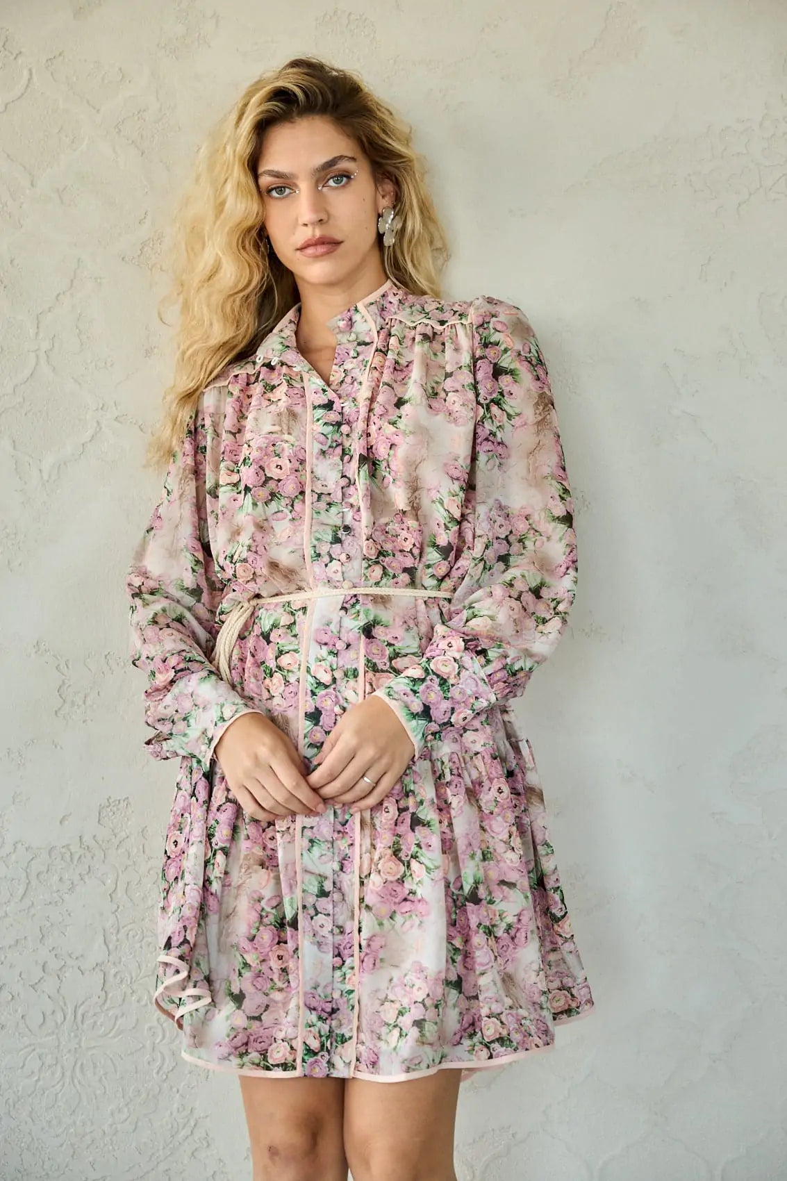 שמלת שיפון כפתורים ושרוך