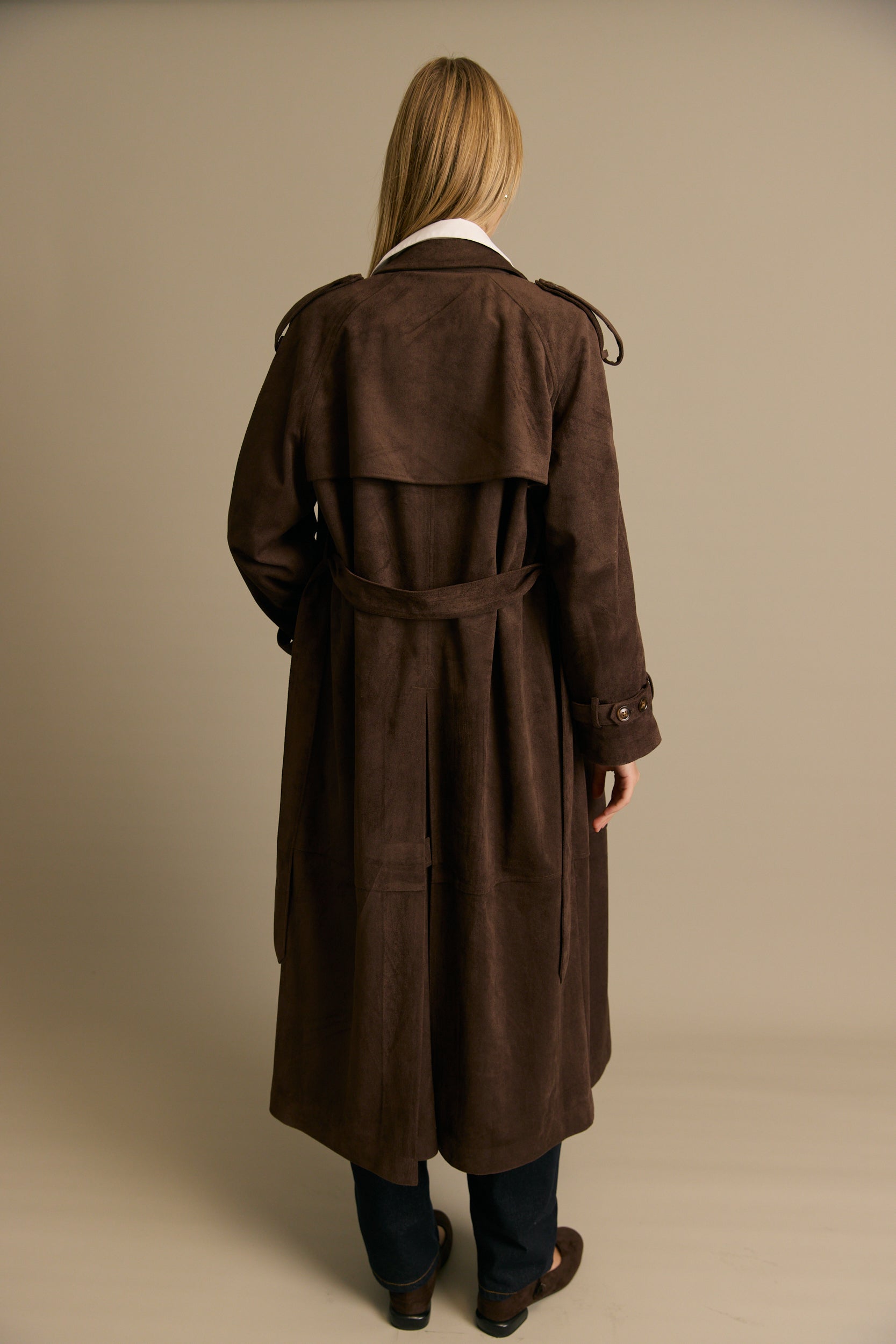 מעיל טרנץ ארוך זמש