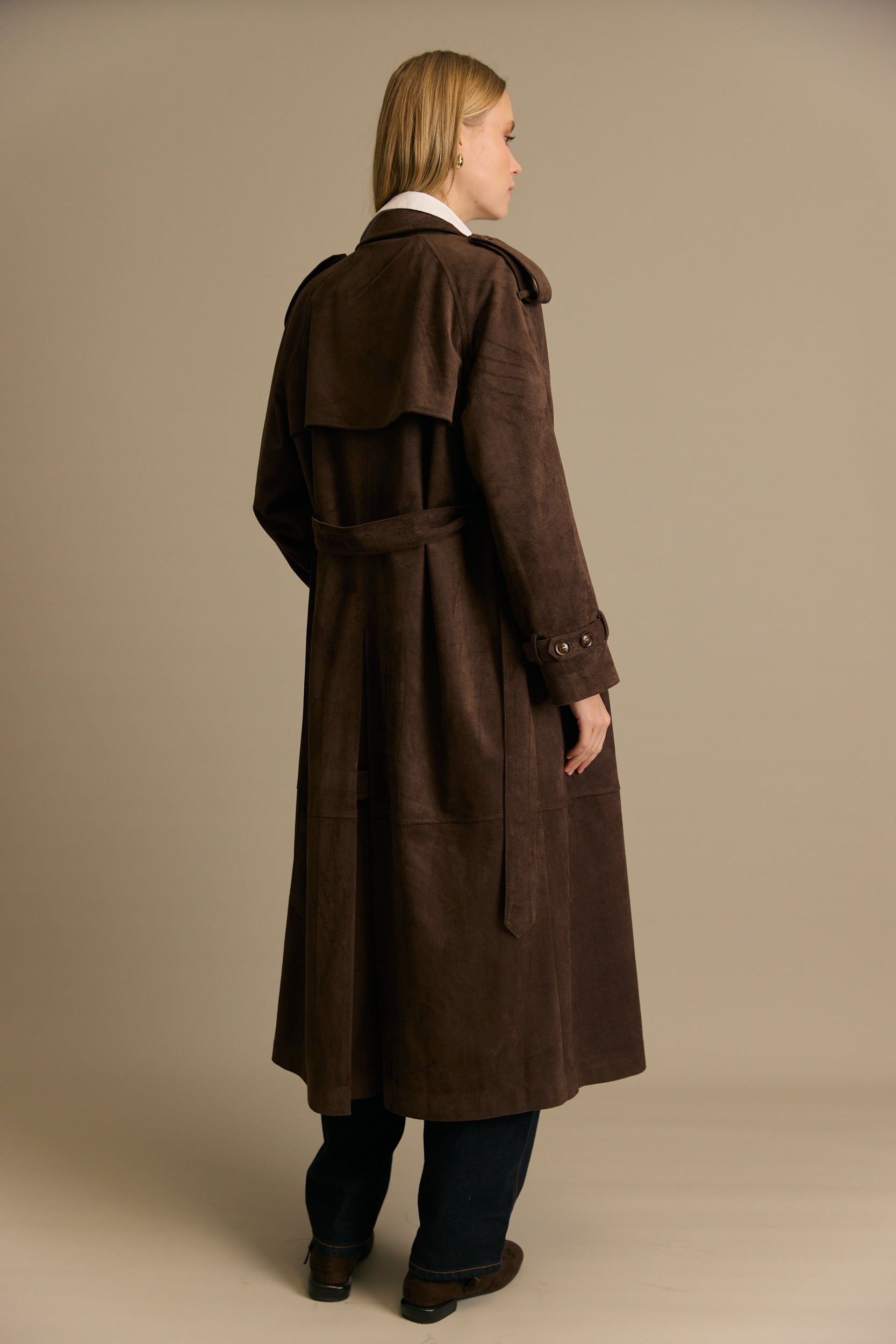 מעיל טרנץ ארוך זמש