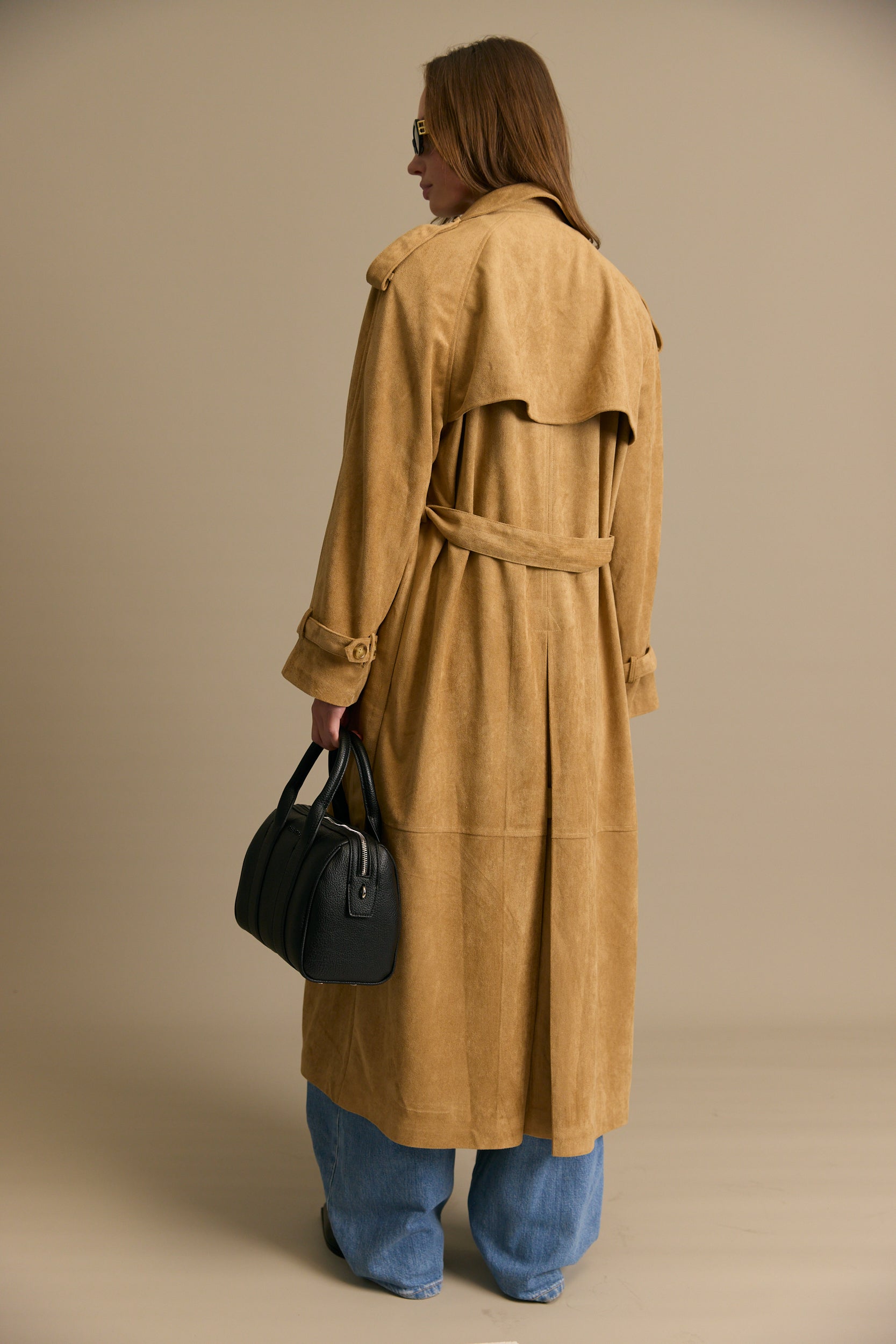 מעיל טרנץ ארוך זמש