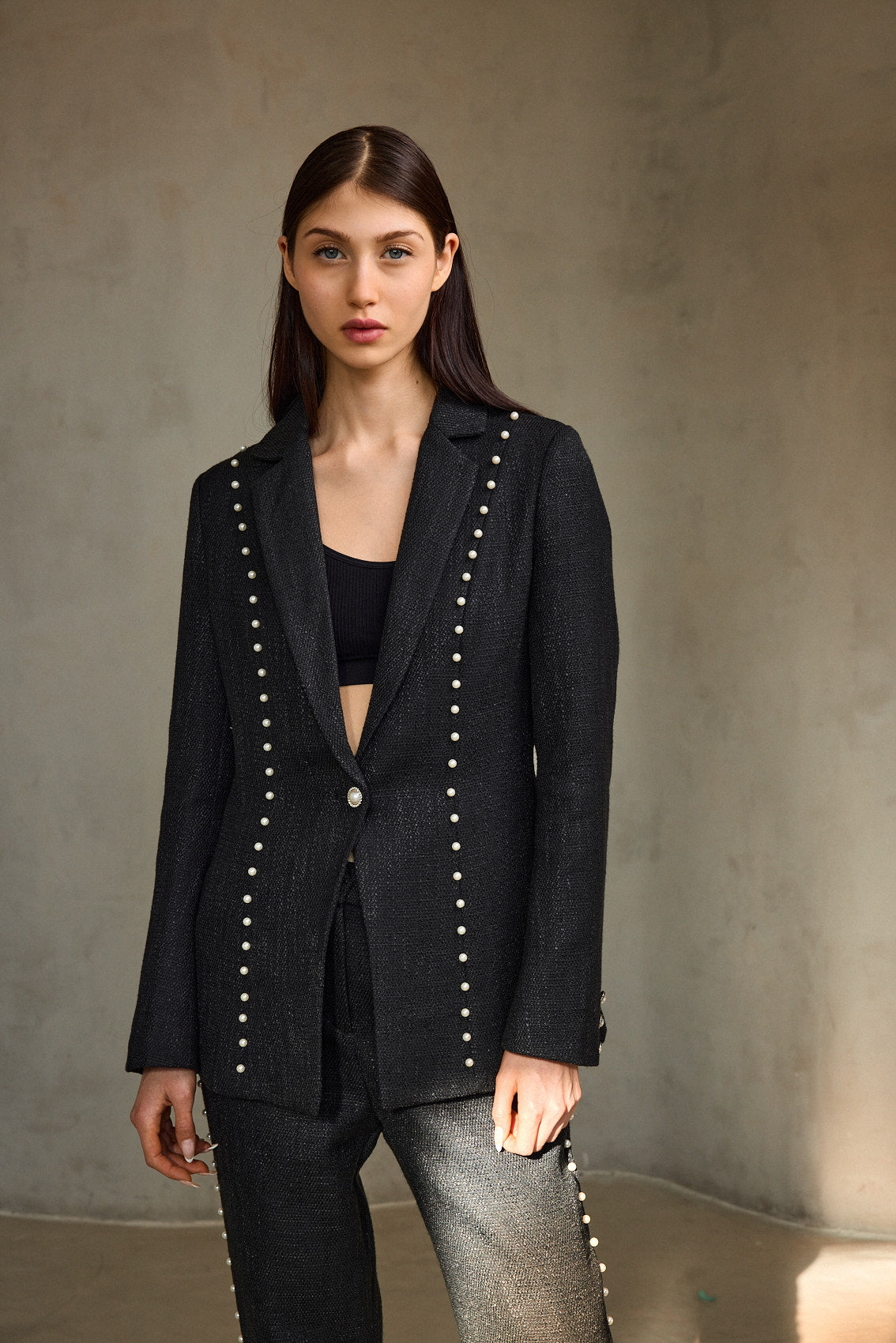 בלייזר טוויד פנינים