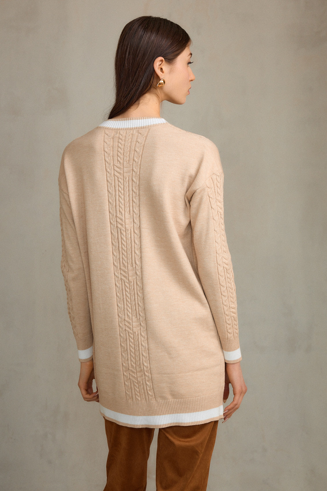 קרדיגן גימור פס וכיסים