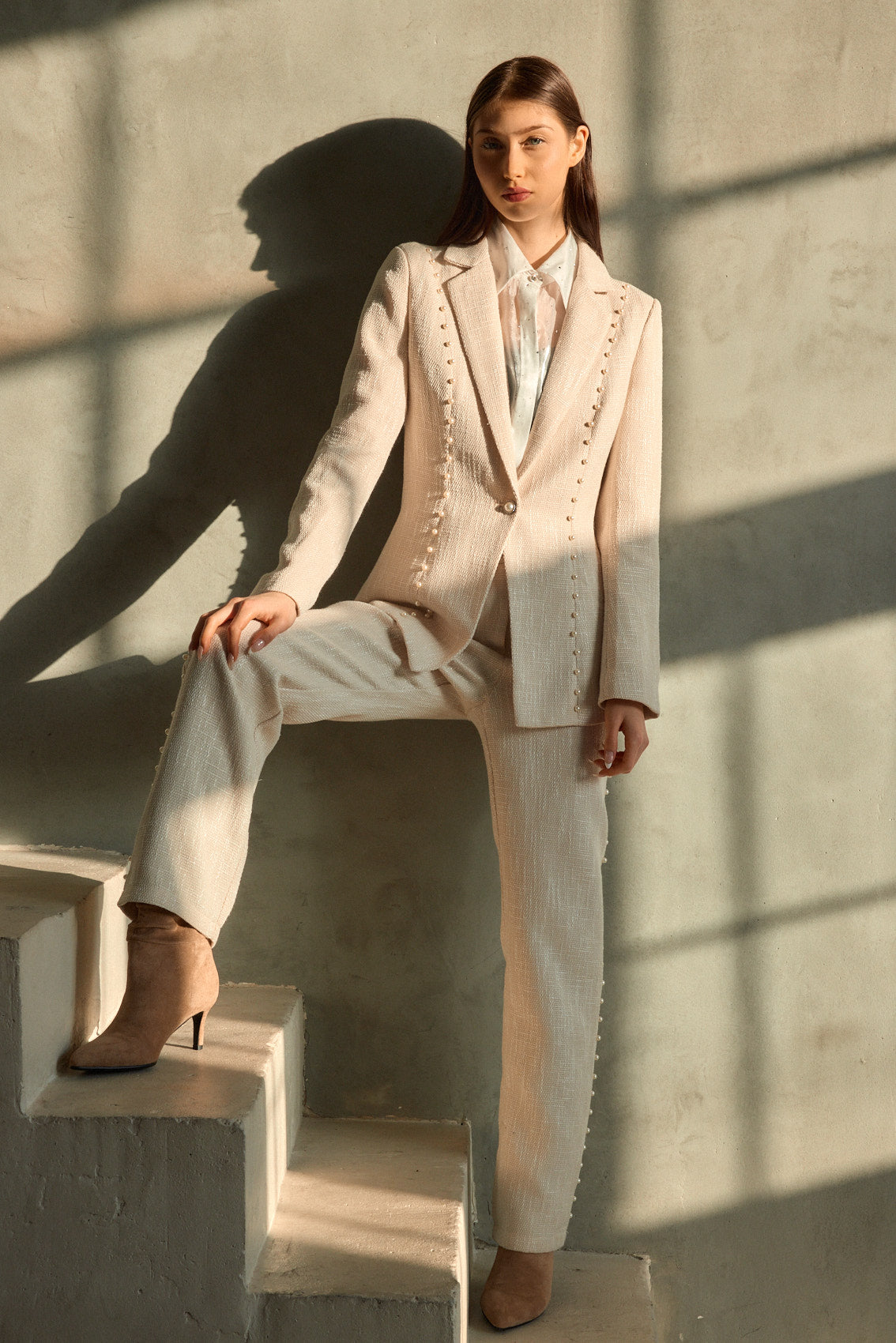 מכנסיים טוויד פנינים