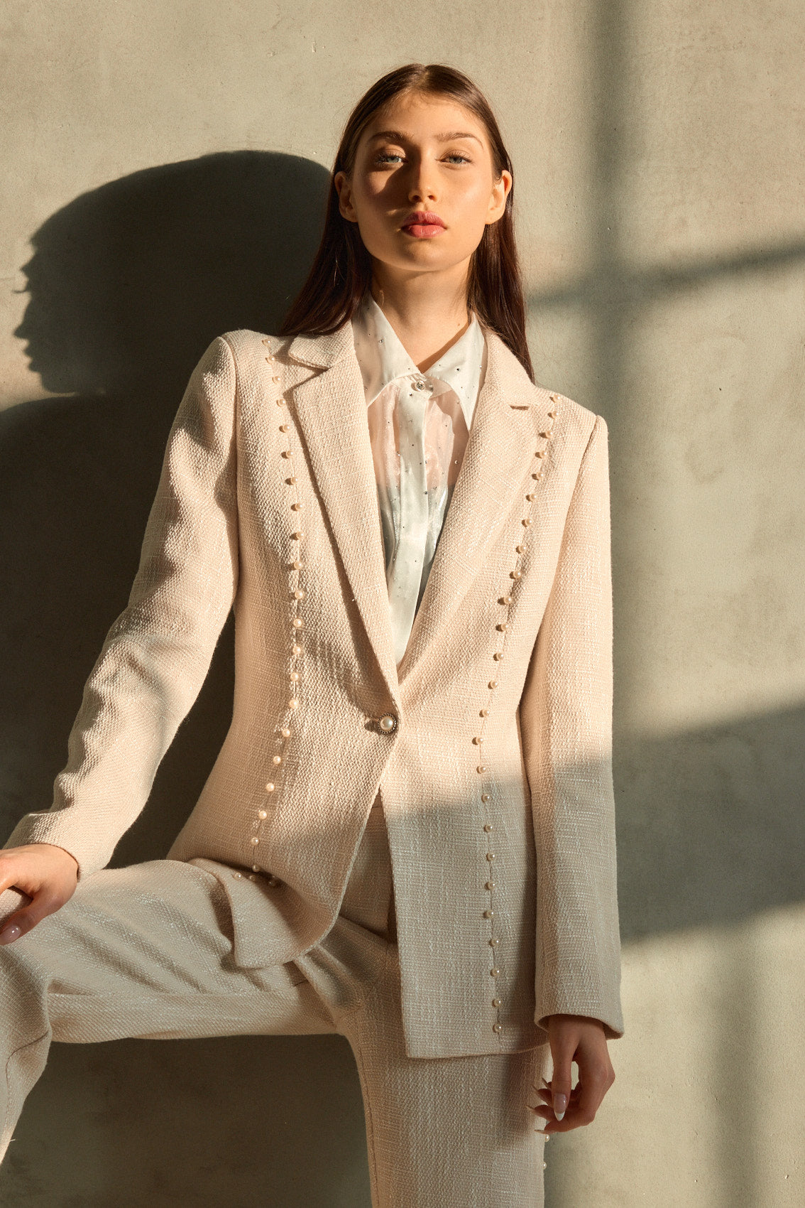 מכנסיים טוויד פנינים