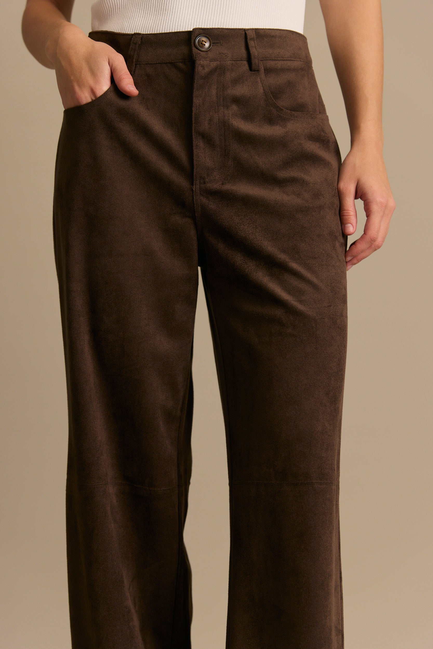 מכנס ארוך רחב זמש