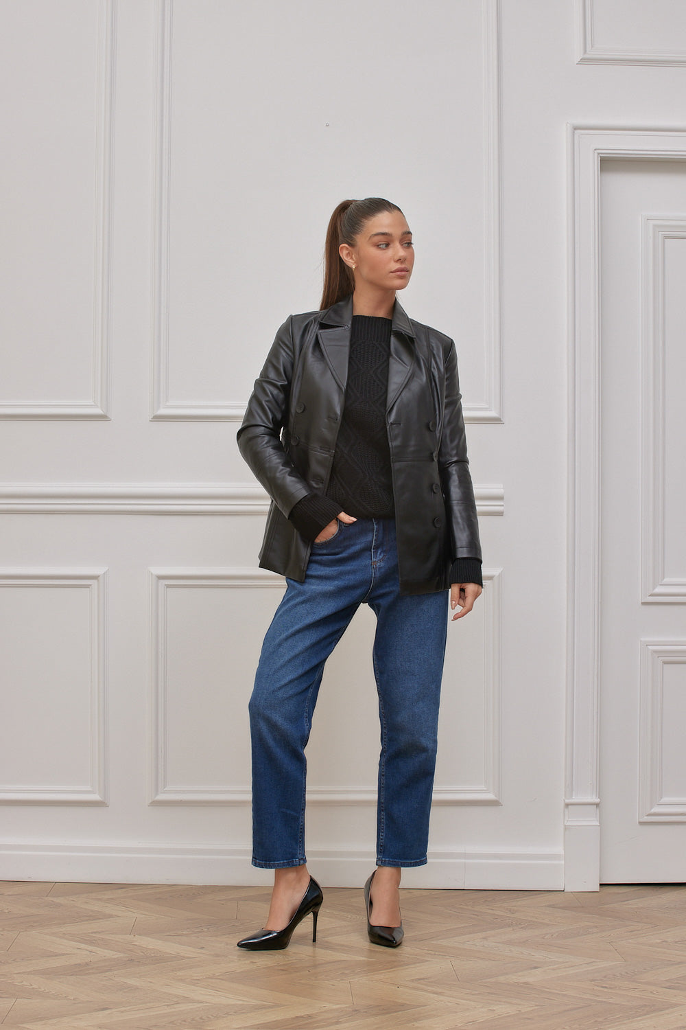 מעיל לילי דמוי עור