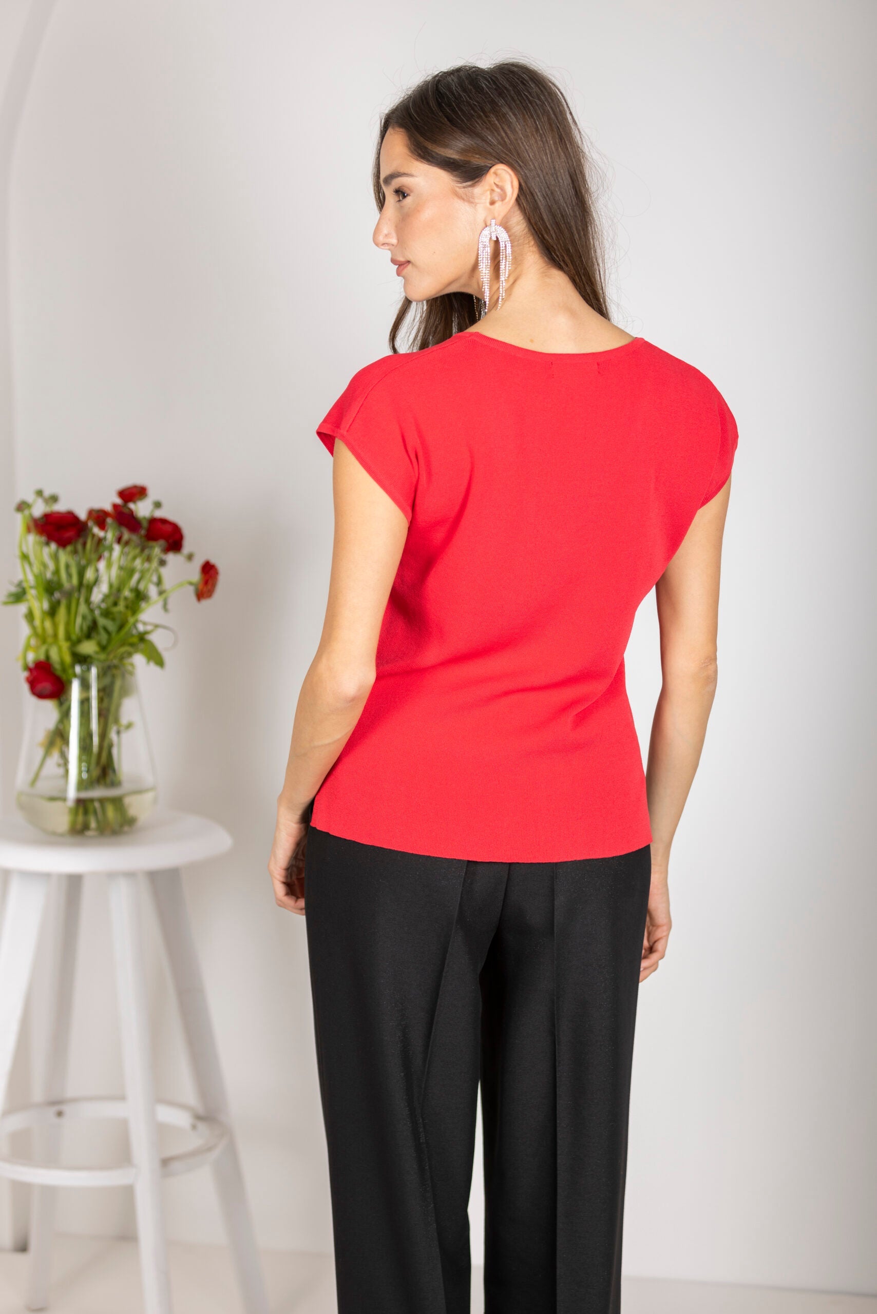 סריג חלק שרוול קימונו