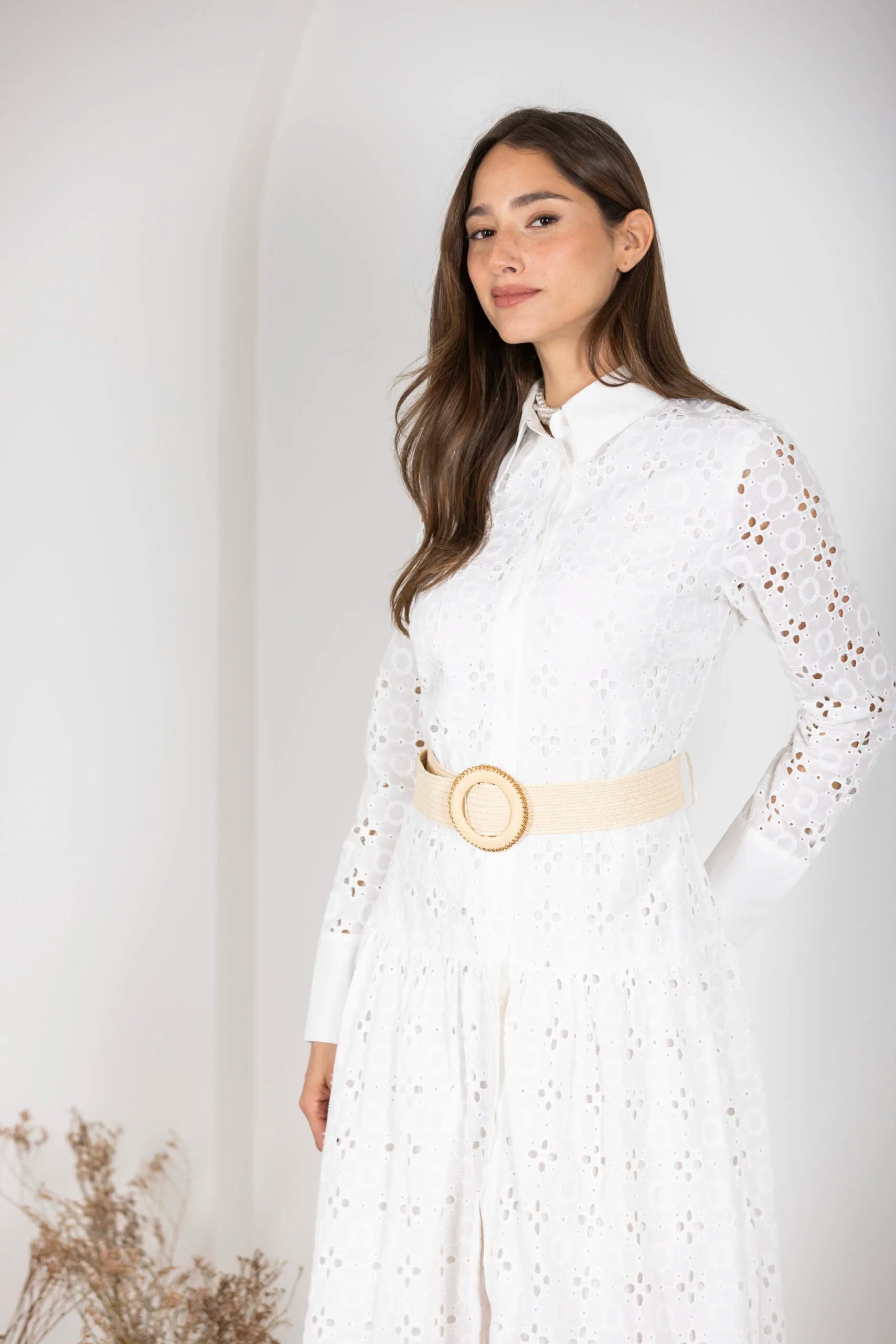 שמלת מקסי כותנה רקמה