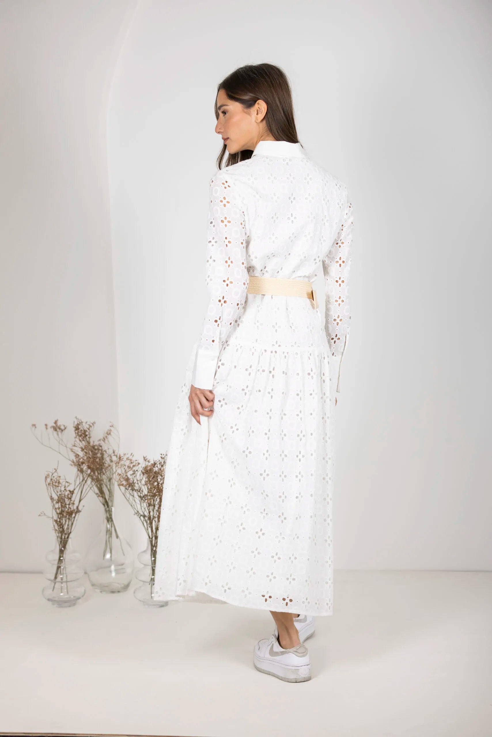 שמלת מקסי כותנה רקמה