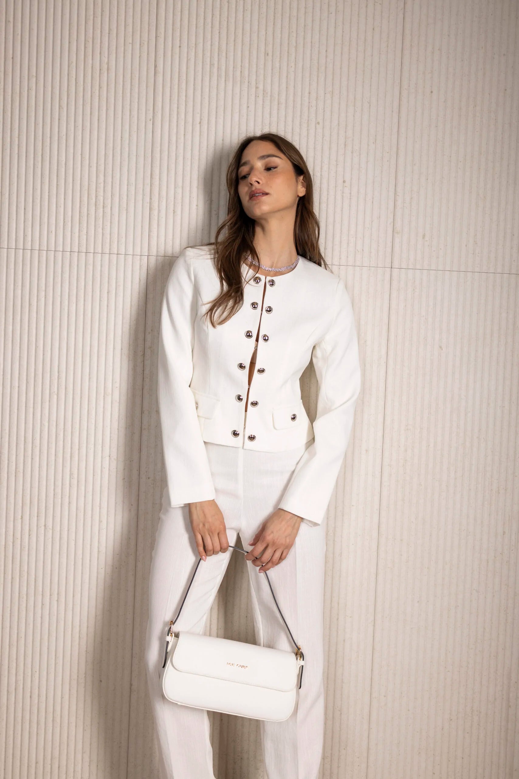 בלייזר כפתורים במראה פשתן