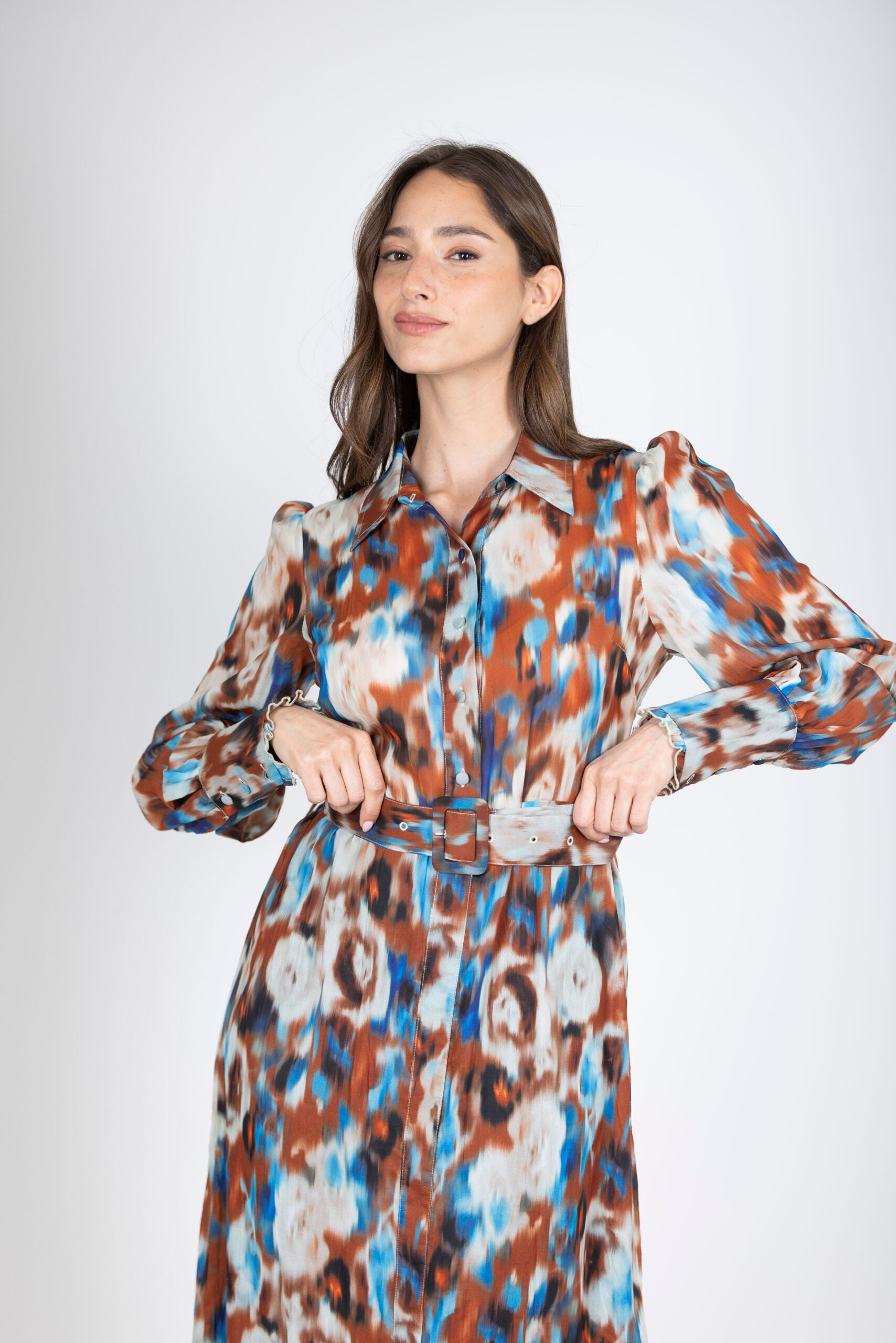 שמלת שיפון מקסי מודפסת