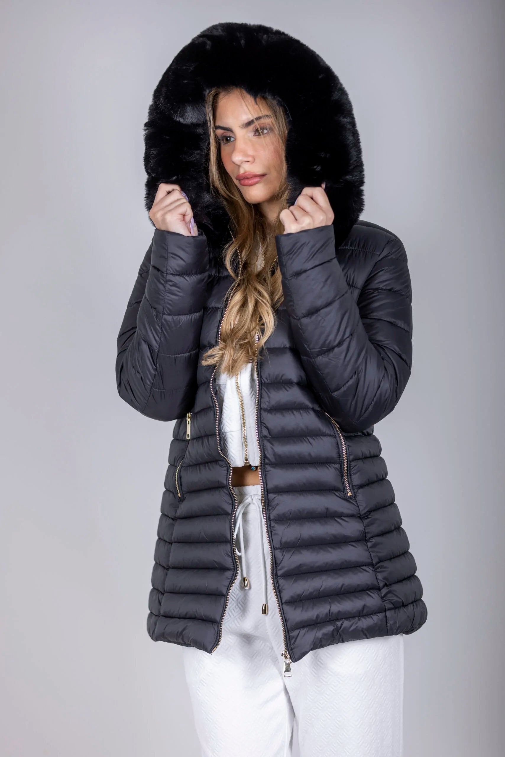 מעיל פוך פרווה ארוך