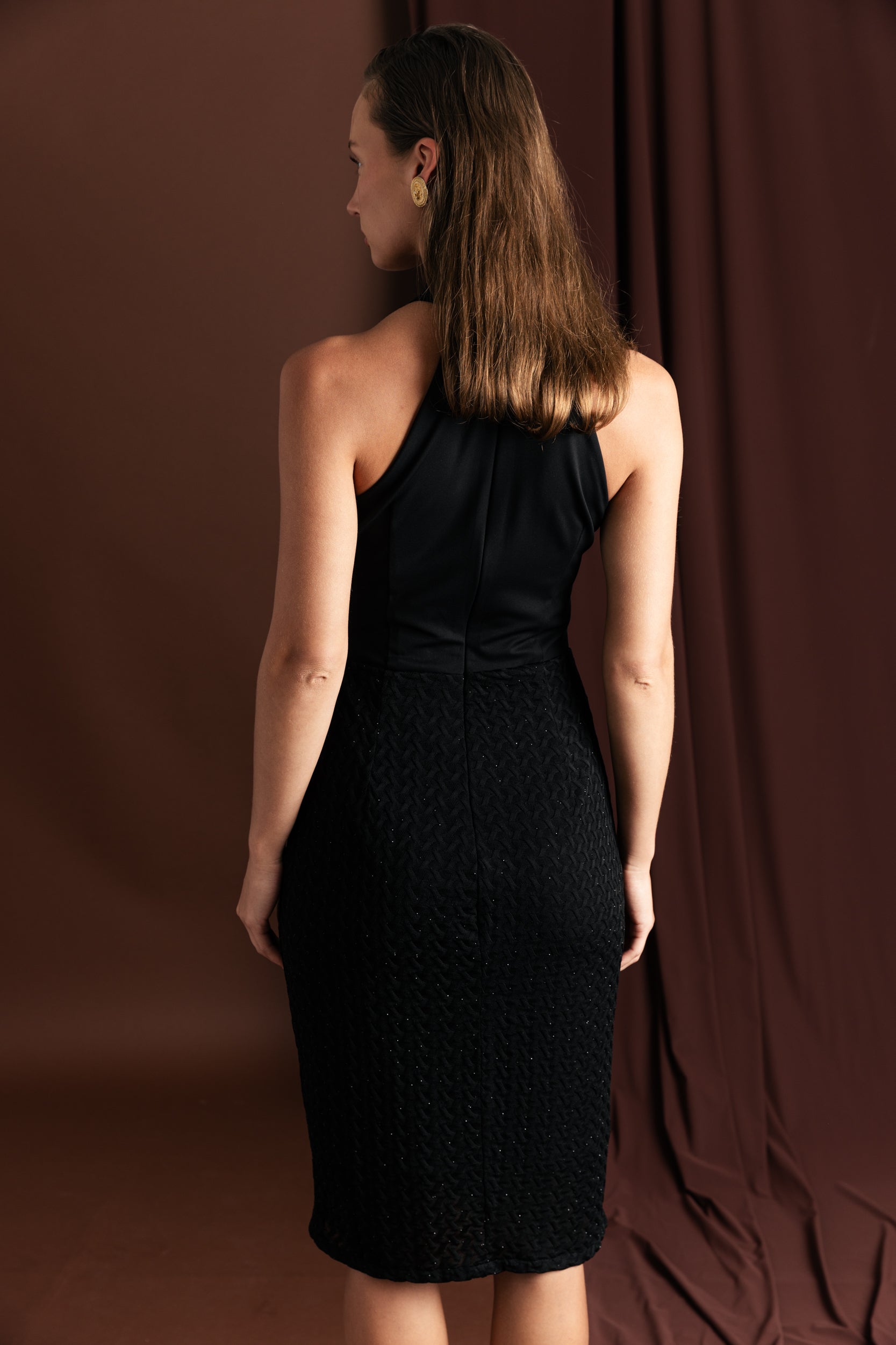 שמלת קולר שילוב בדים