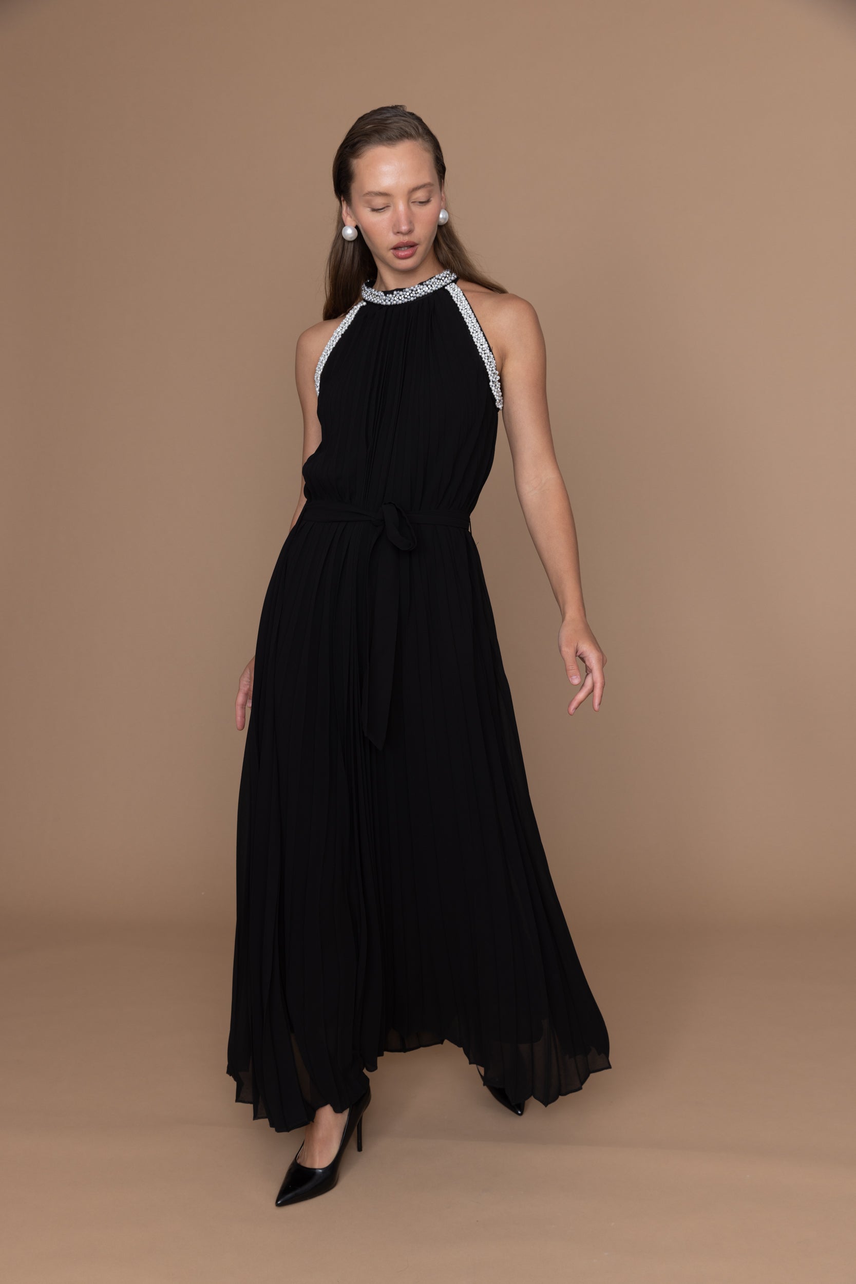 שמלת שיפון פליסה מקסי