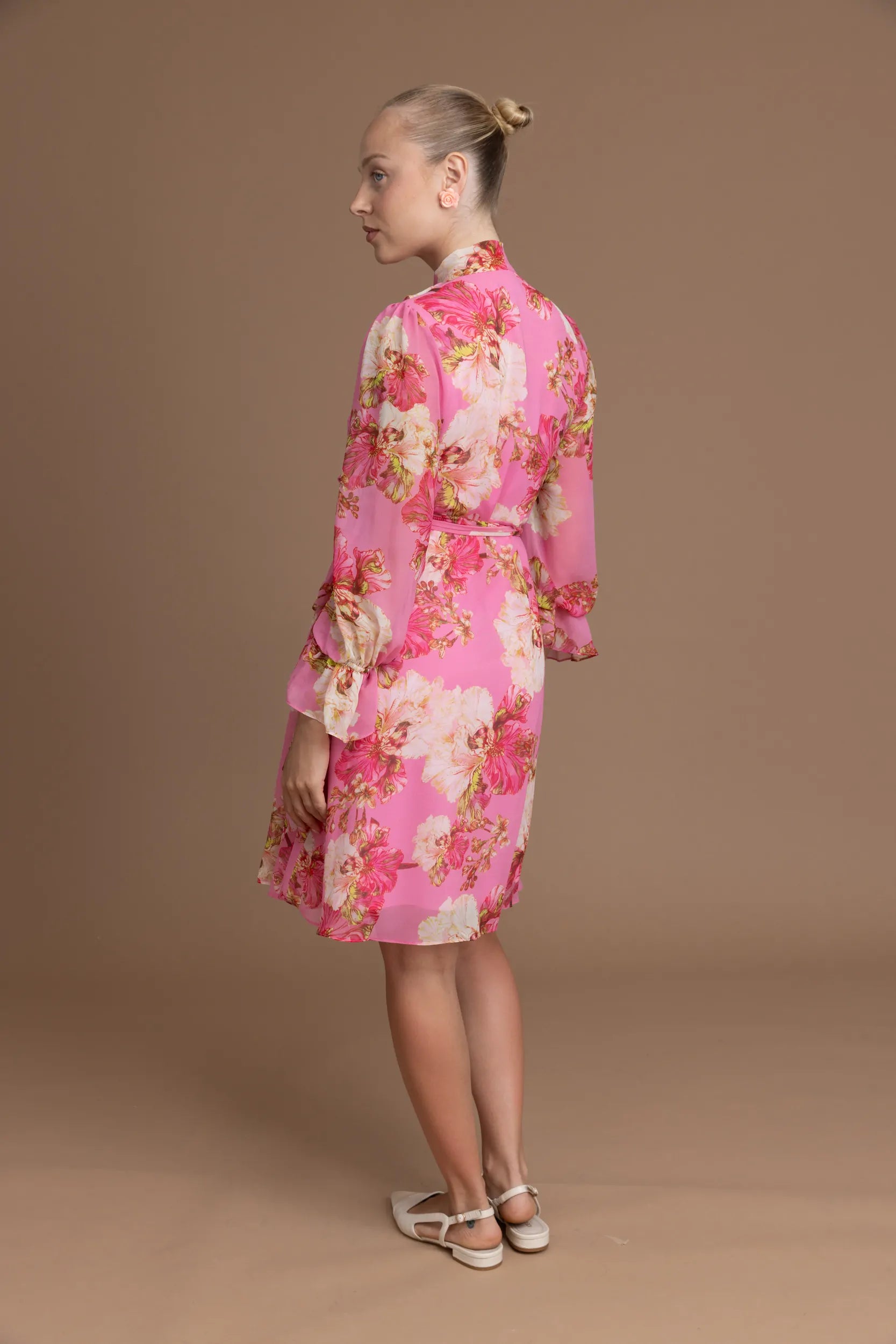 שמלת שיפון פרחוני מעטפת