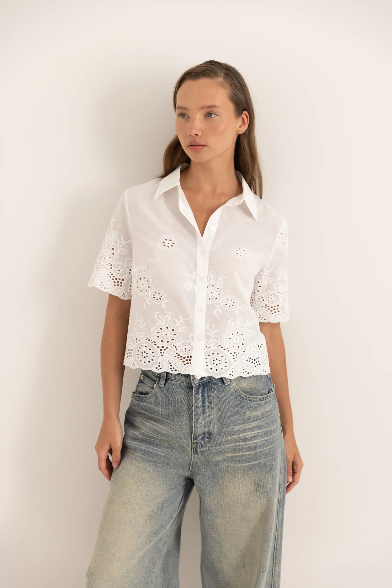 חולצת כותנה מכופתרת ש.קצר