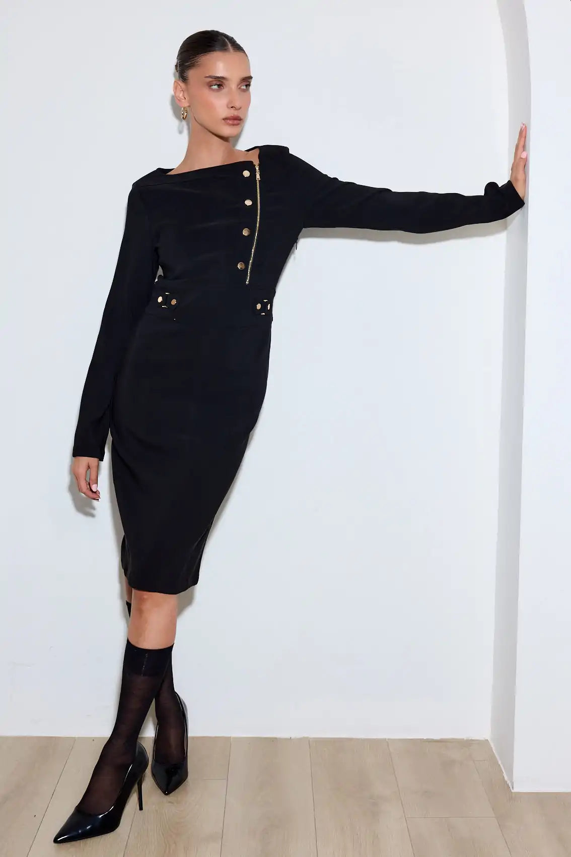 שמלה אסימטרית רוכסן