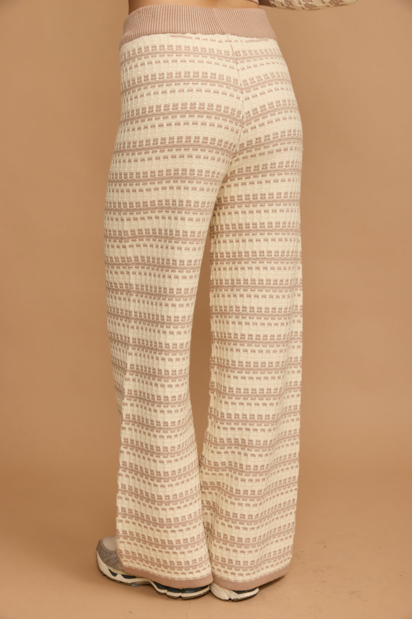 מכנס חליפת סריג פסים שרוך