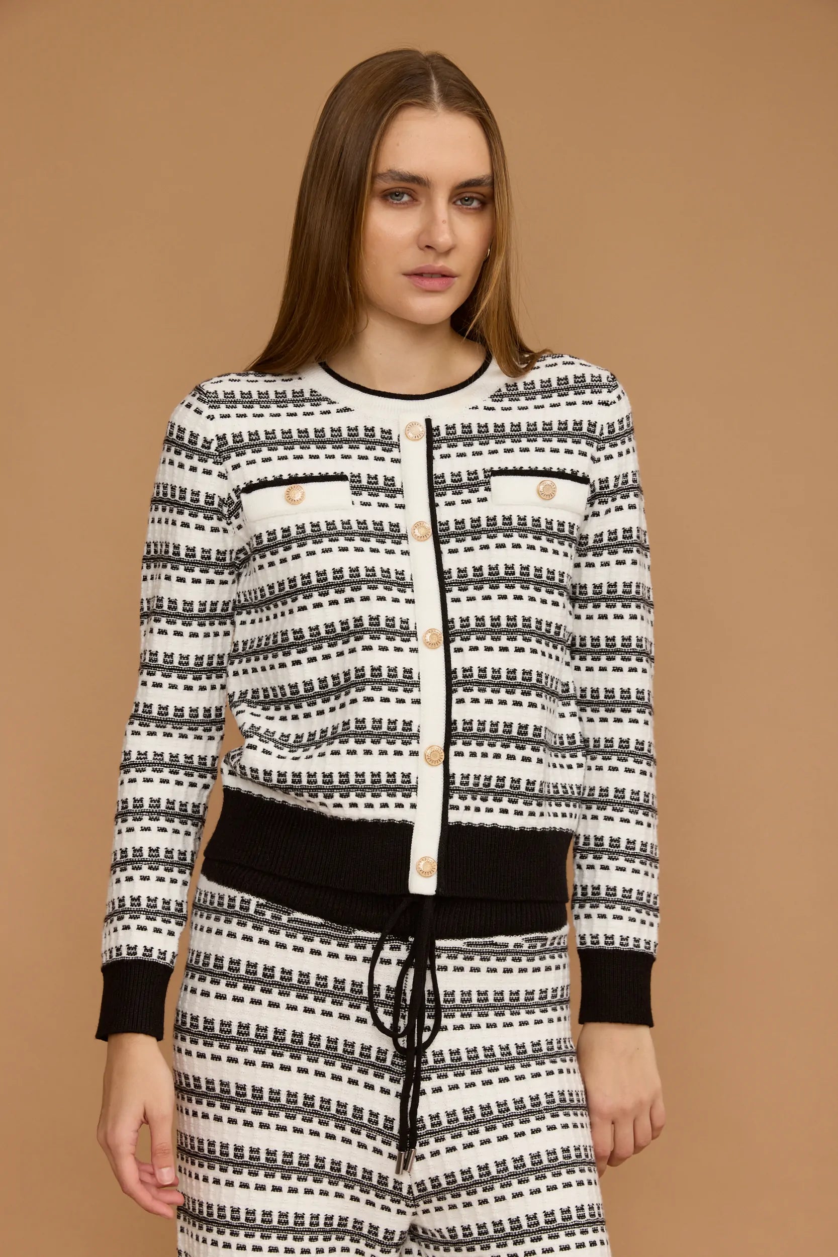 חולצת חליפת סריג פסים