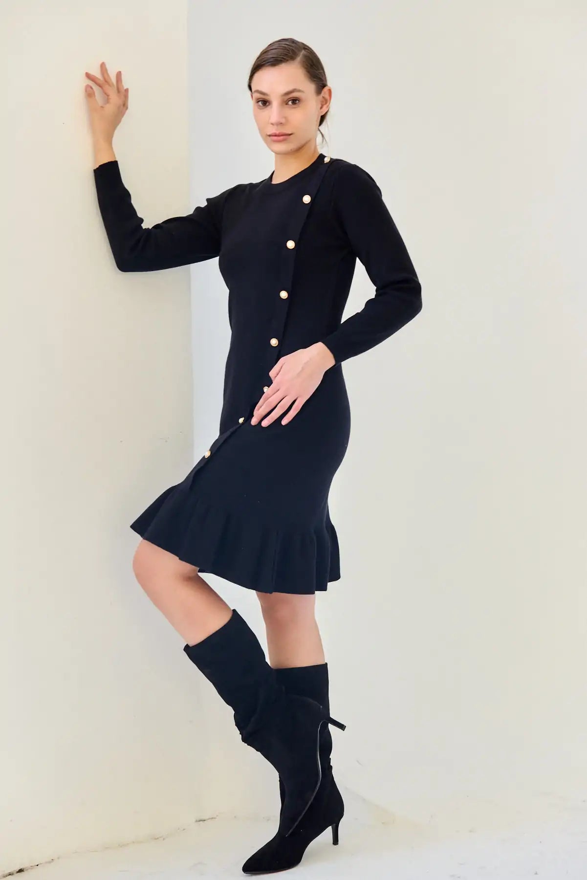 שמלת סריג וולאן כפתורים