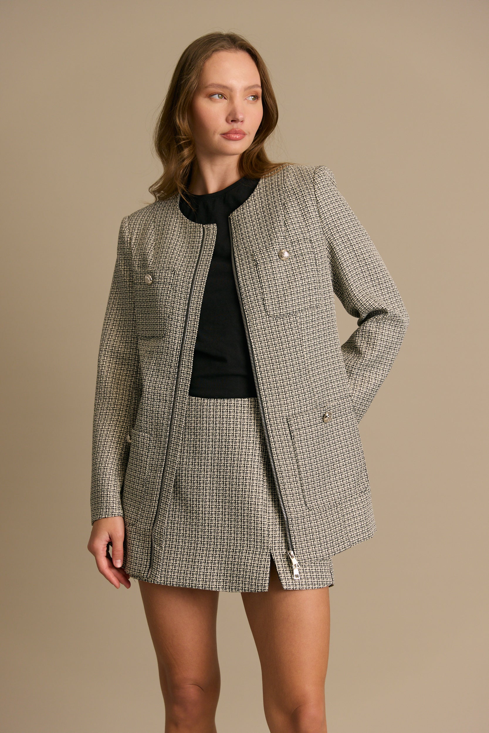 חצאית מכנס מיני טוויד