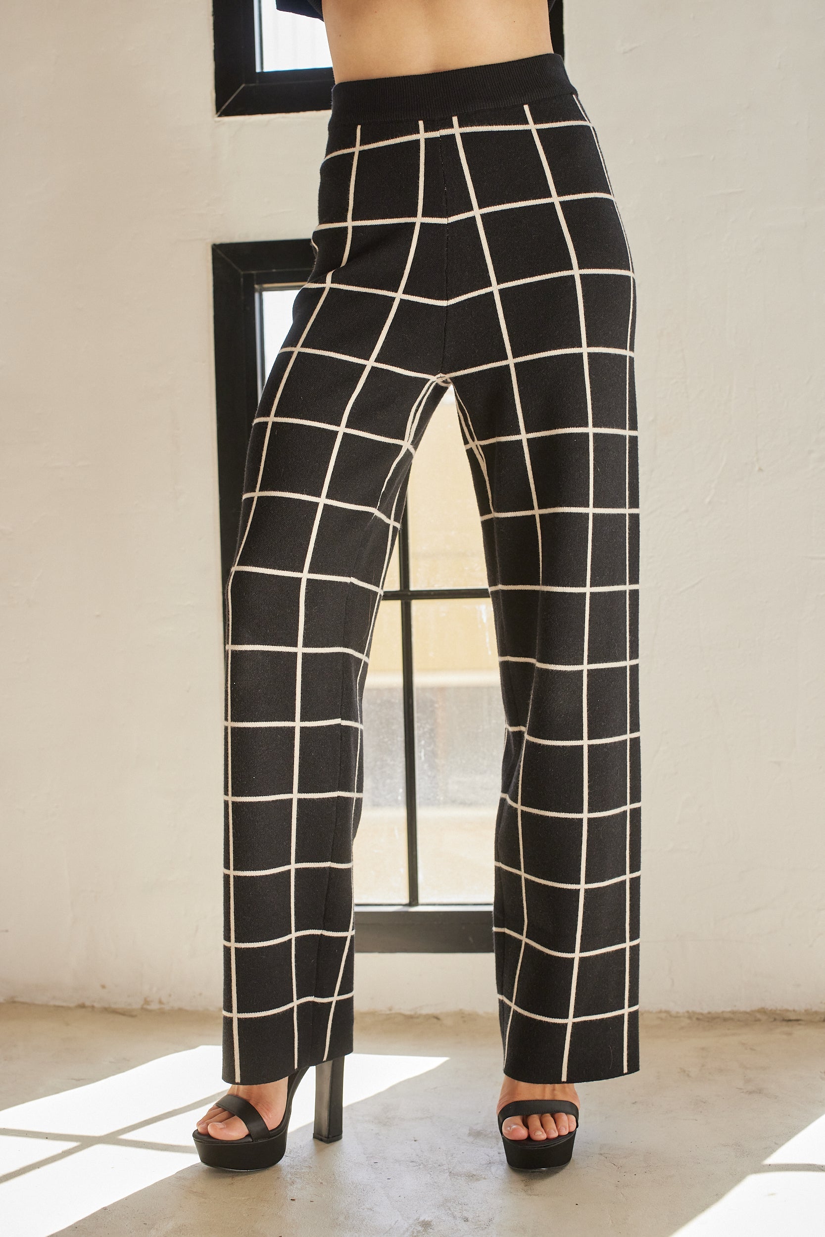 מכנסי סריג משבצות